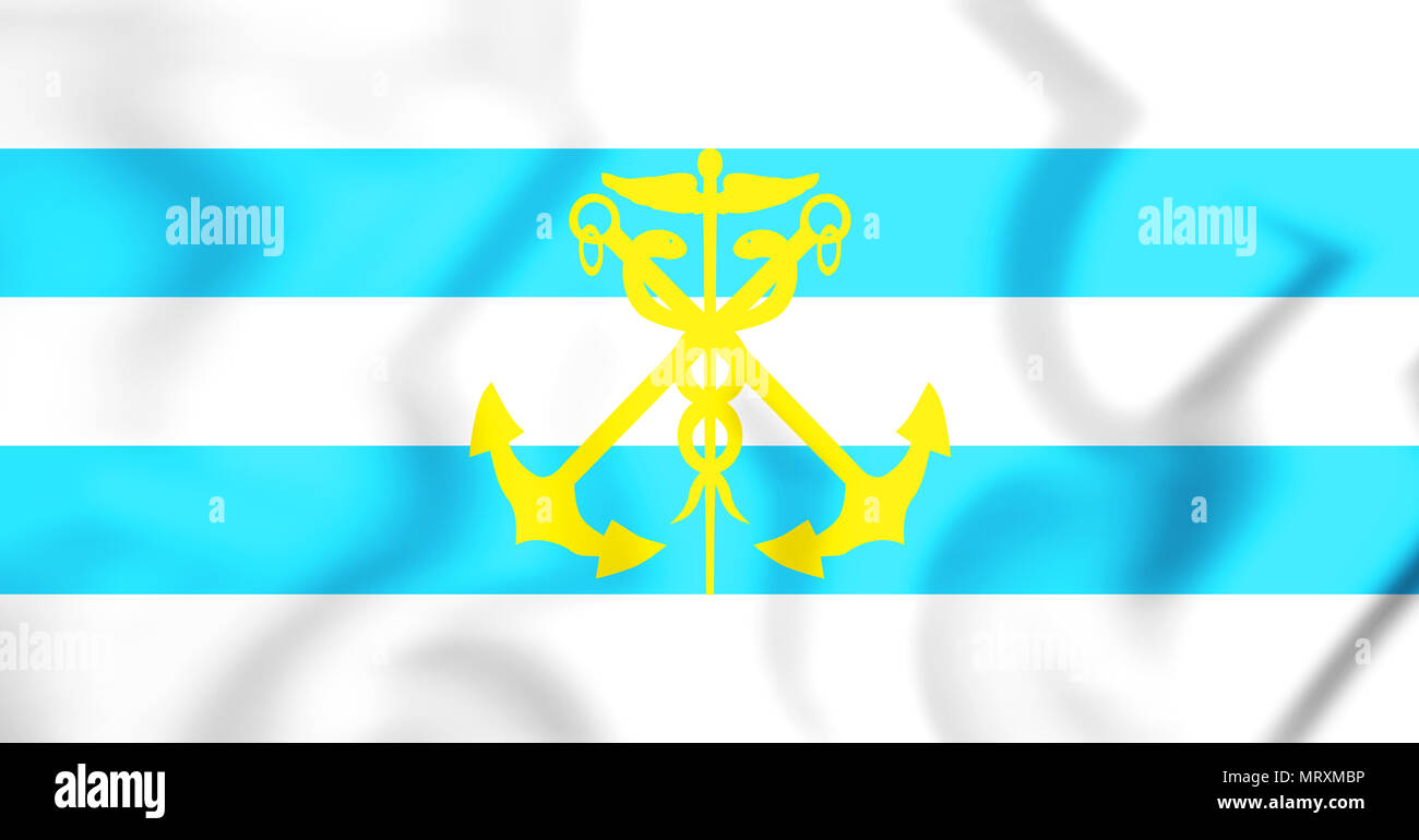 3D Flag of Taganrog (Rostov Oblast), Russia. 3D Illustration. Stock Photo