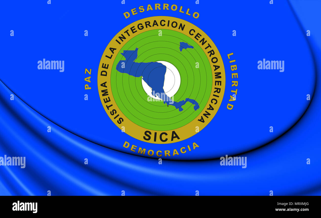 3D Flag of the Central American Integration System. 3D Illustration. Stock Photo