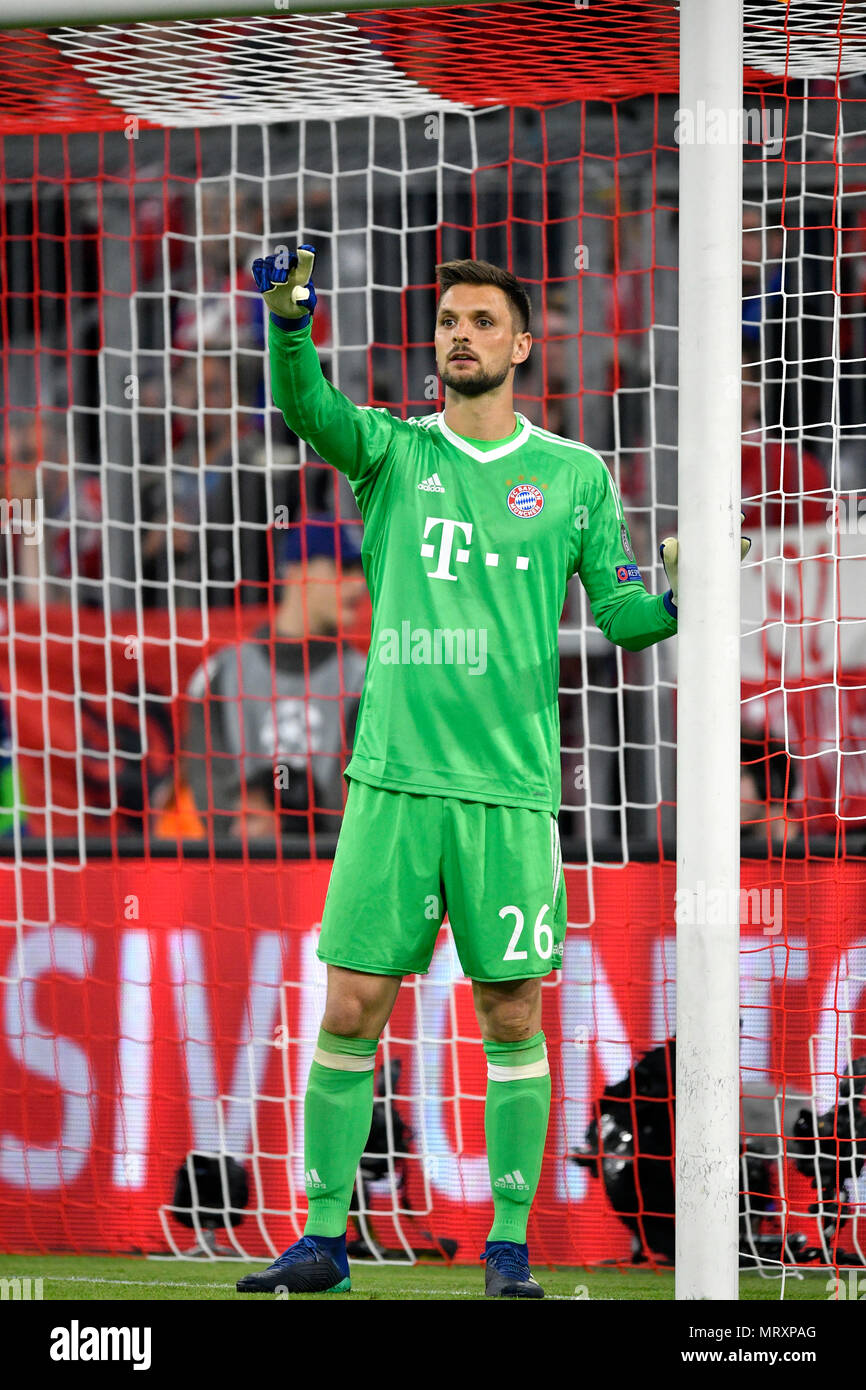 Goalkeeper Sven Ulreich, FC Bayern Munich, Allianz Arena, Munich, Bavaria, Germany Stock Photo