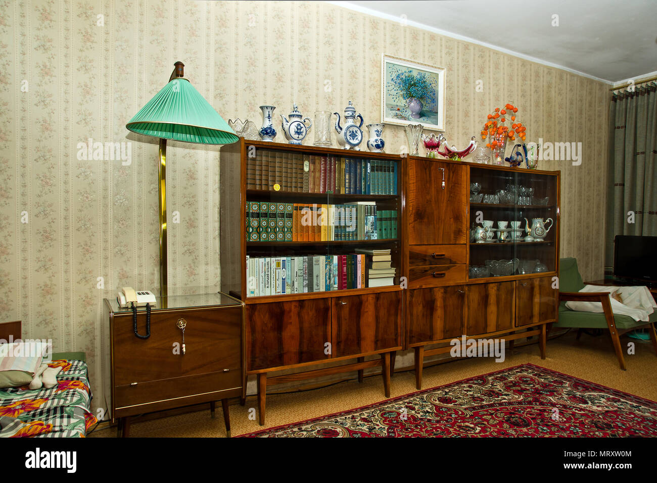 Vintage soviet room interior, typical flat in Moscow, Russia Stock ...