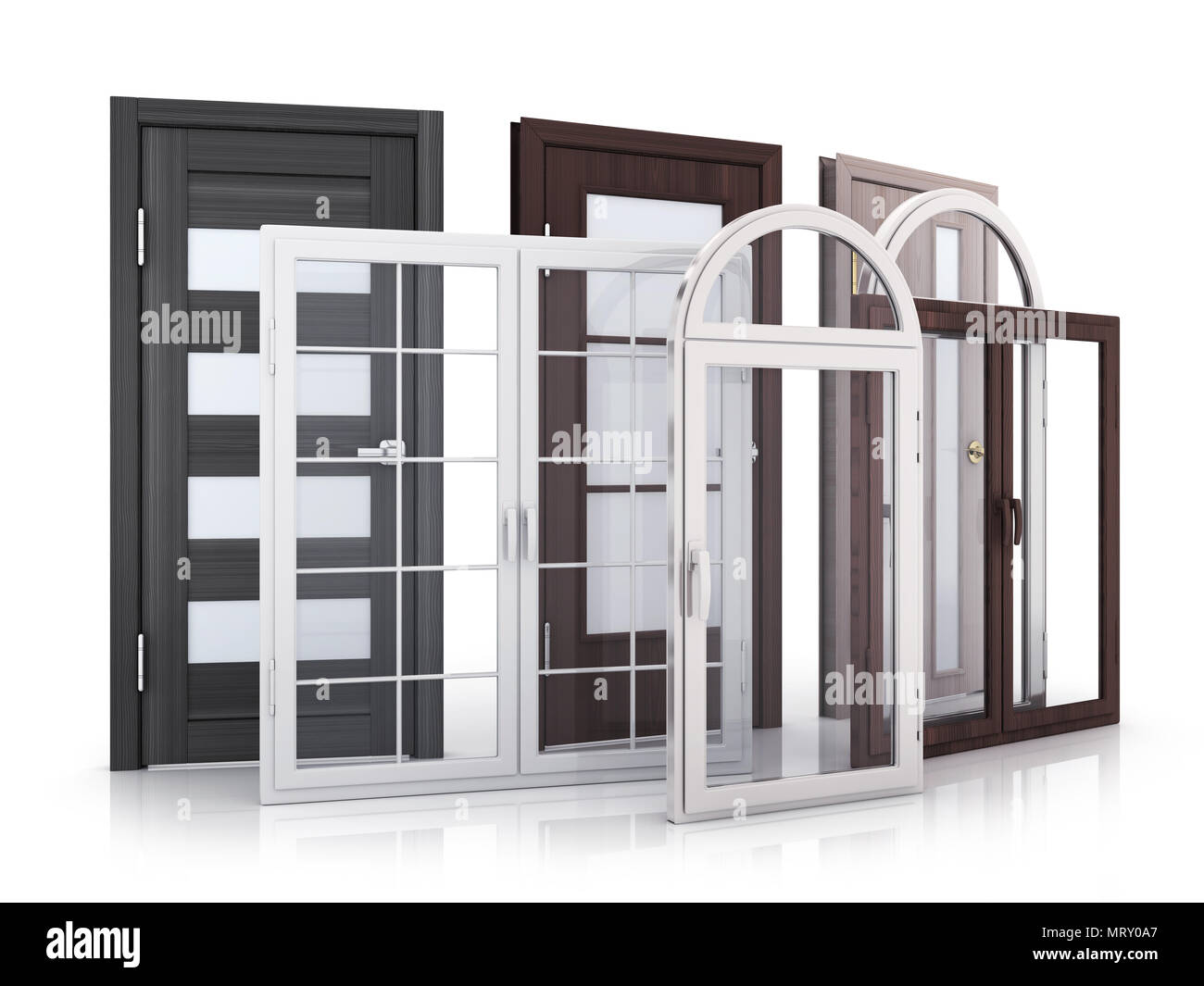 Advertising Windows and doors on white background. 3d illustration Stock Photo Alamy