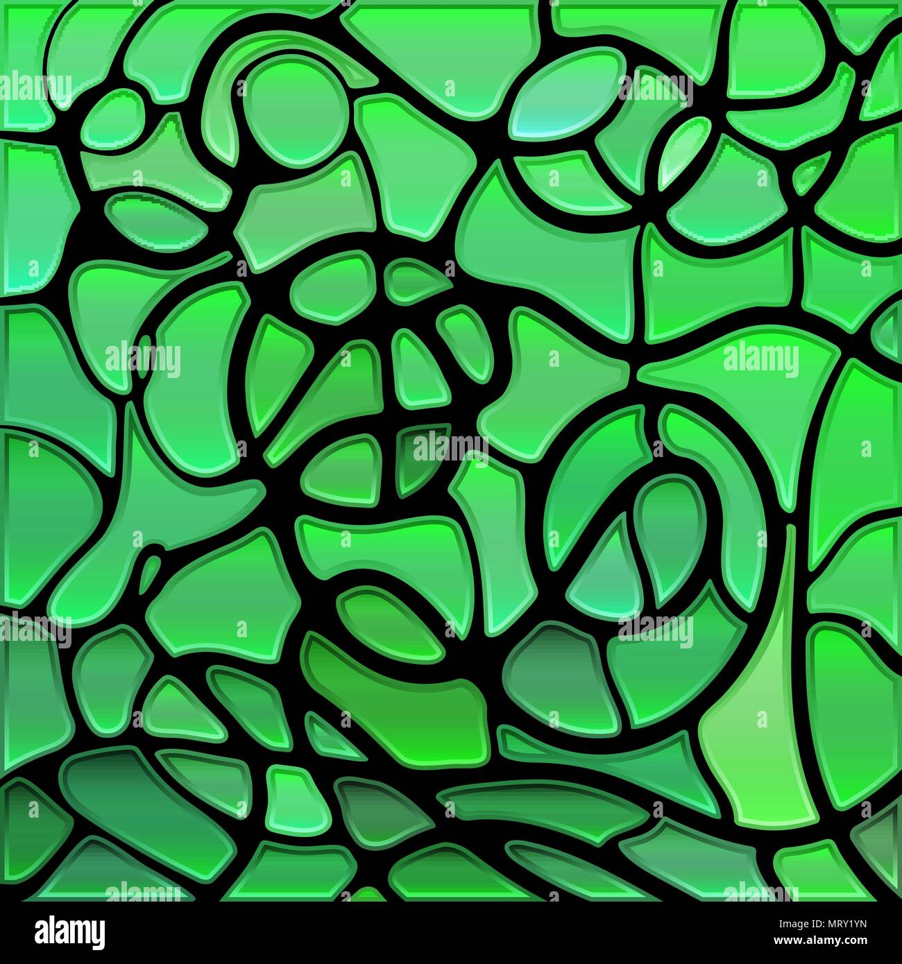 abstract vector stained-glass mosaic background - green and teal Stock ...