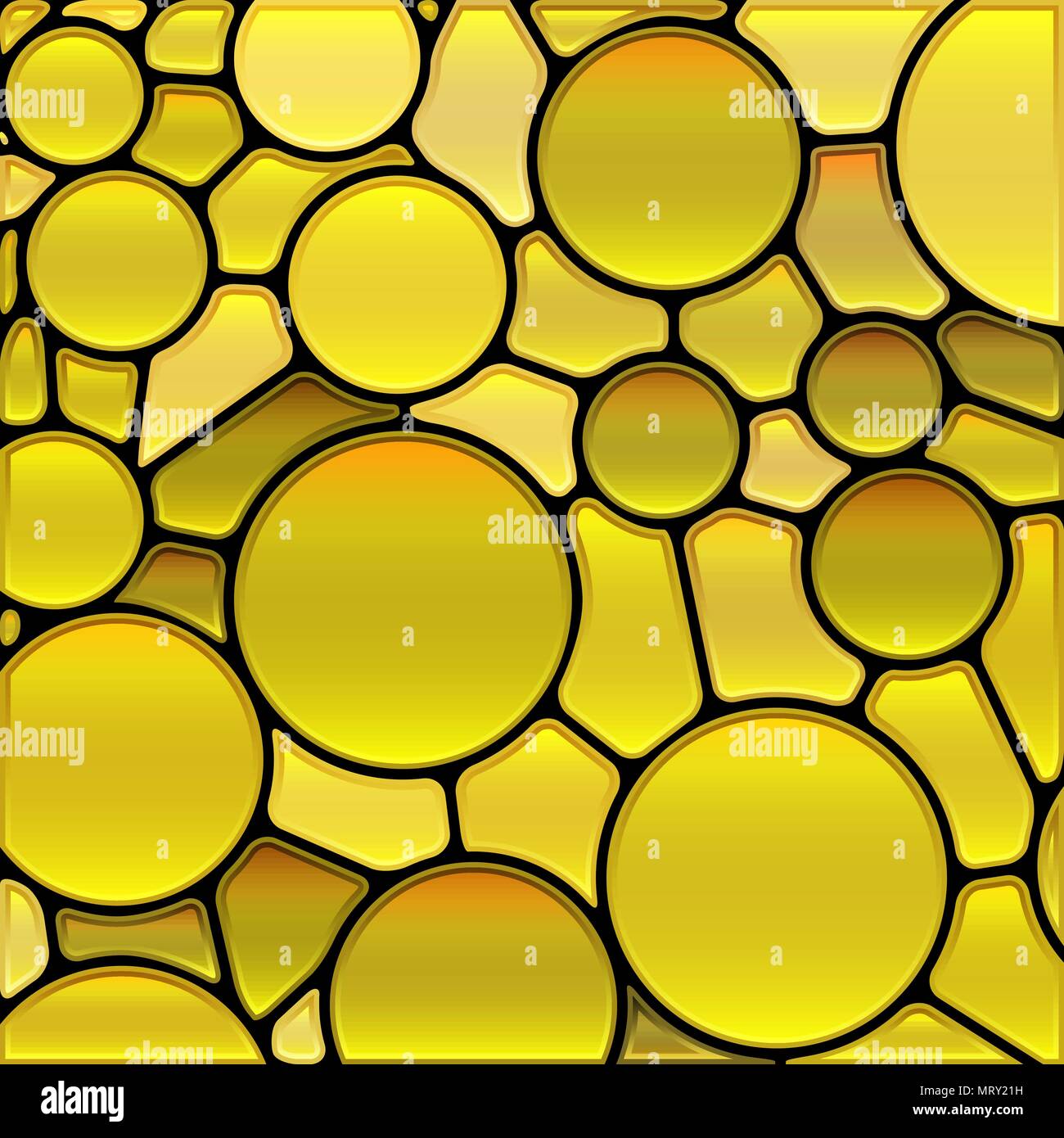 abstract vector stained-glass mosaic background - yellow circles Stock Vector
