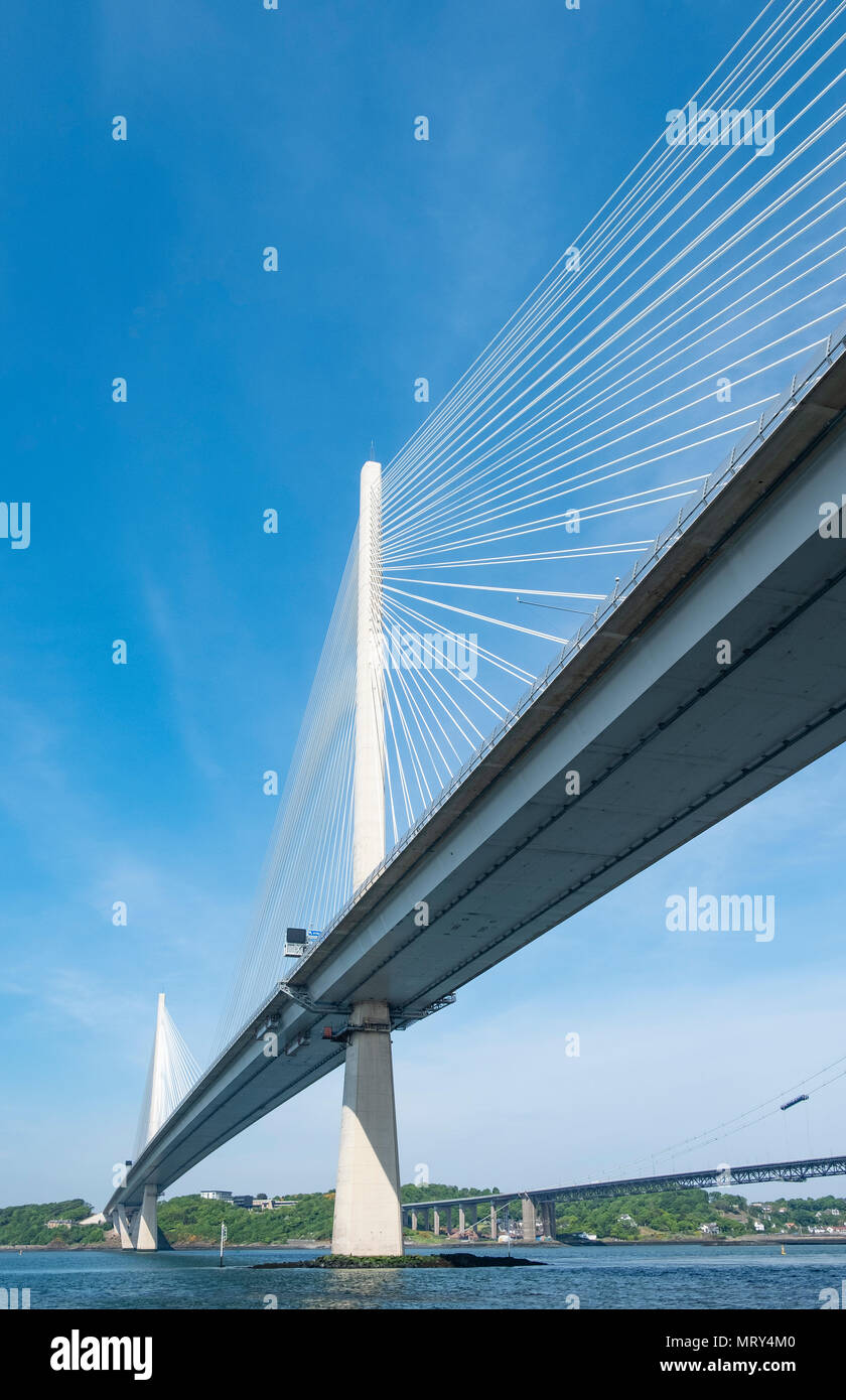 View Of New Queensferry Crossing Bridge From Below Crossing The Firth ...