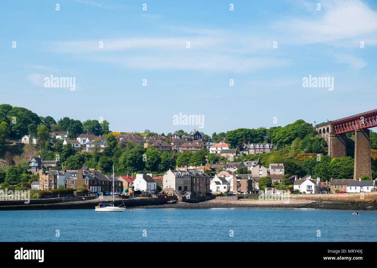 View of North Queensferry village on shore of Firth of Forth in Fife, Scotland, UK Stock Photo