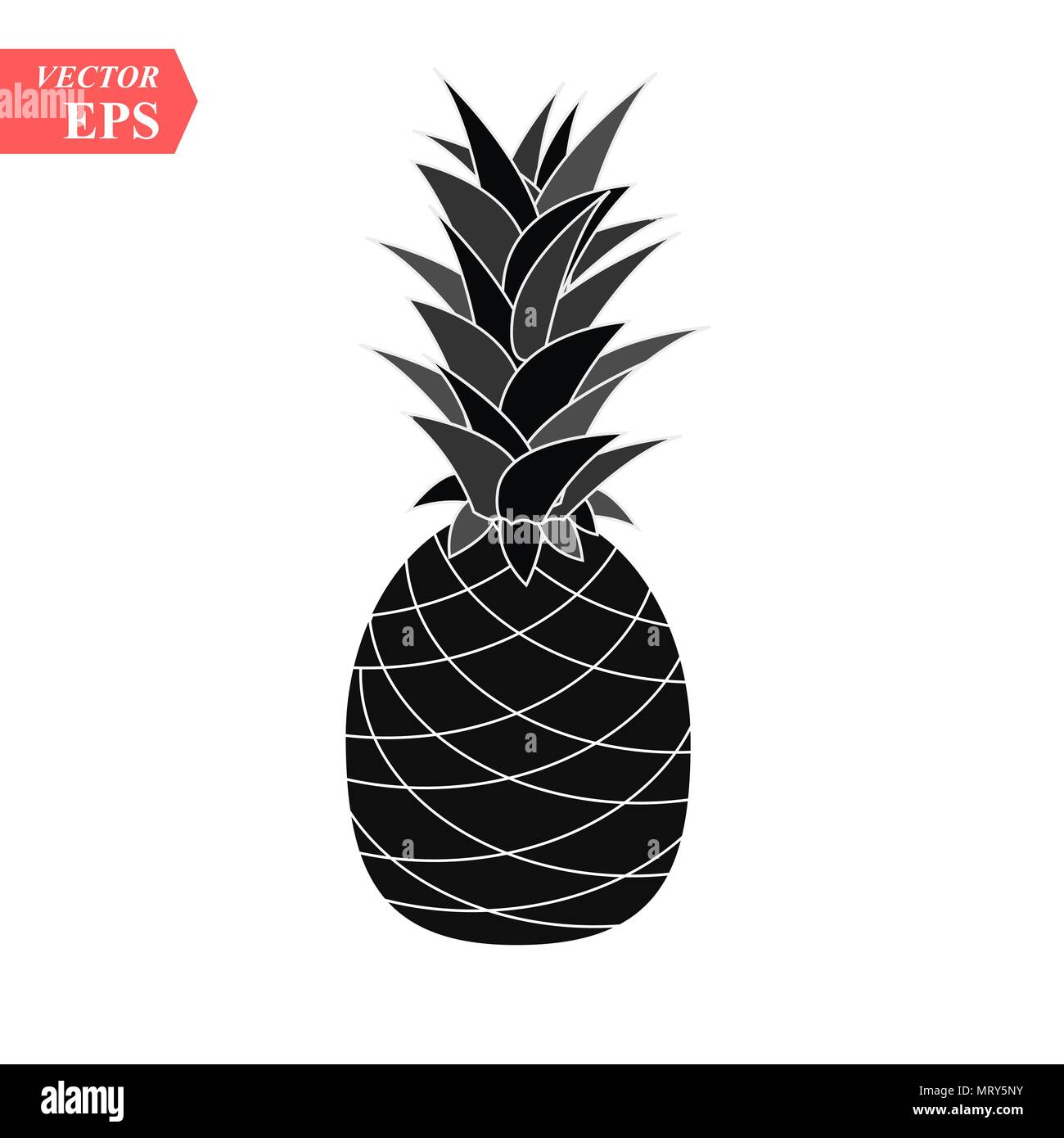Pineapple with leaf icon. Tropical fruit isolated on white background ...
