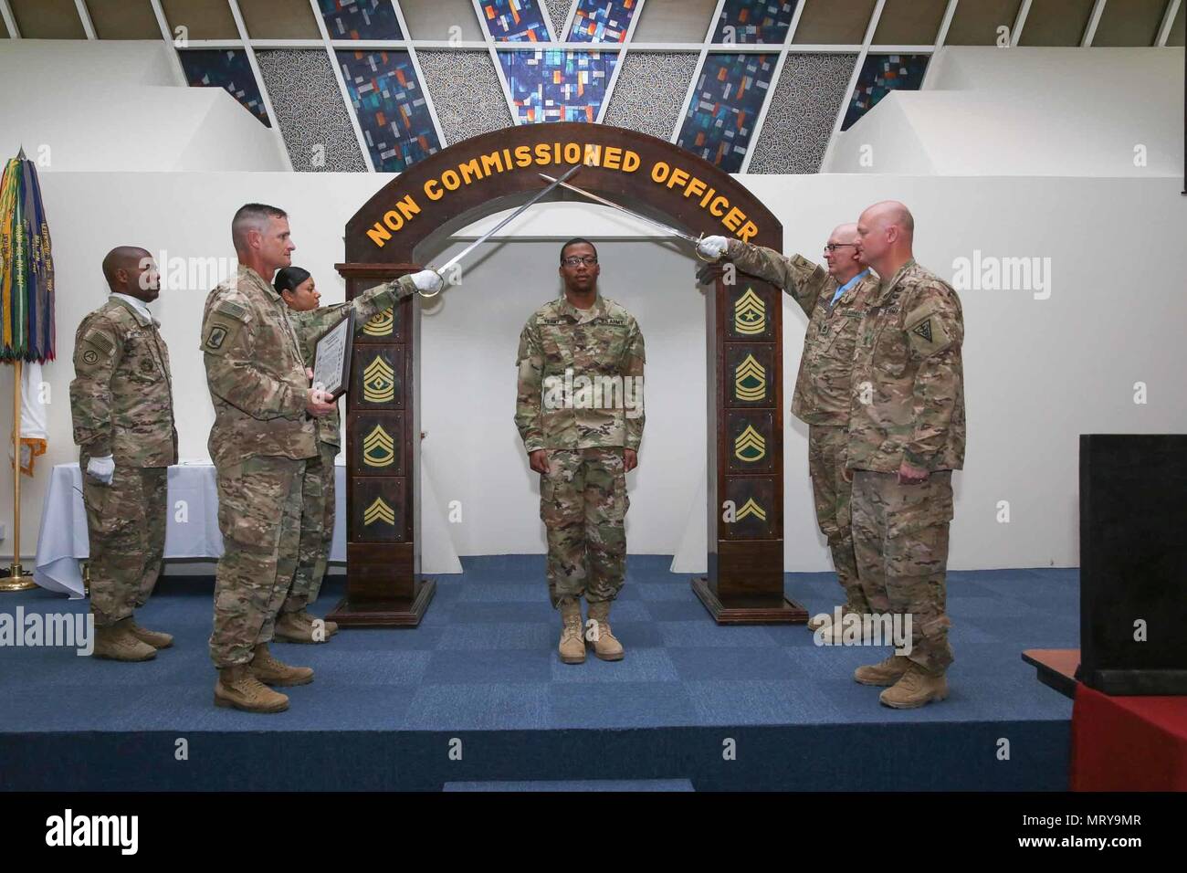 Sgt. Joshua Yerby, a Soldier with U.S. Army Central, crosses the “Time