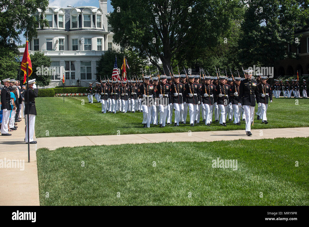 Marines with Marine Barracks Washington D.C. march across the parade ...