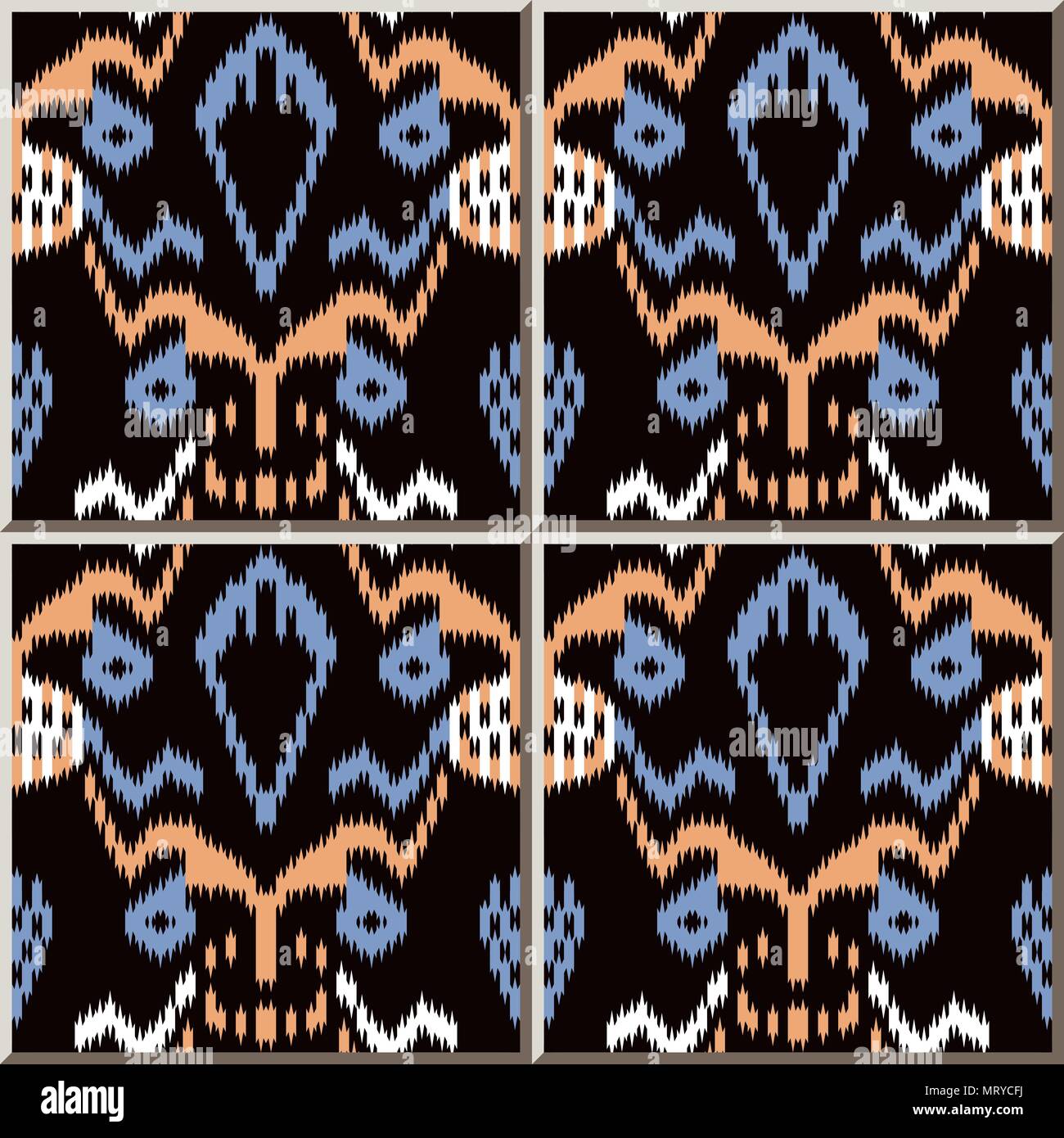 Ceramic tile pattern Sawtooth Edge Aboriginal Cross Frame, oriental ...