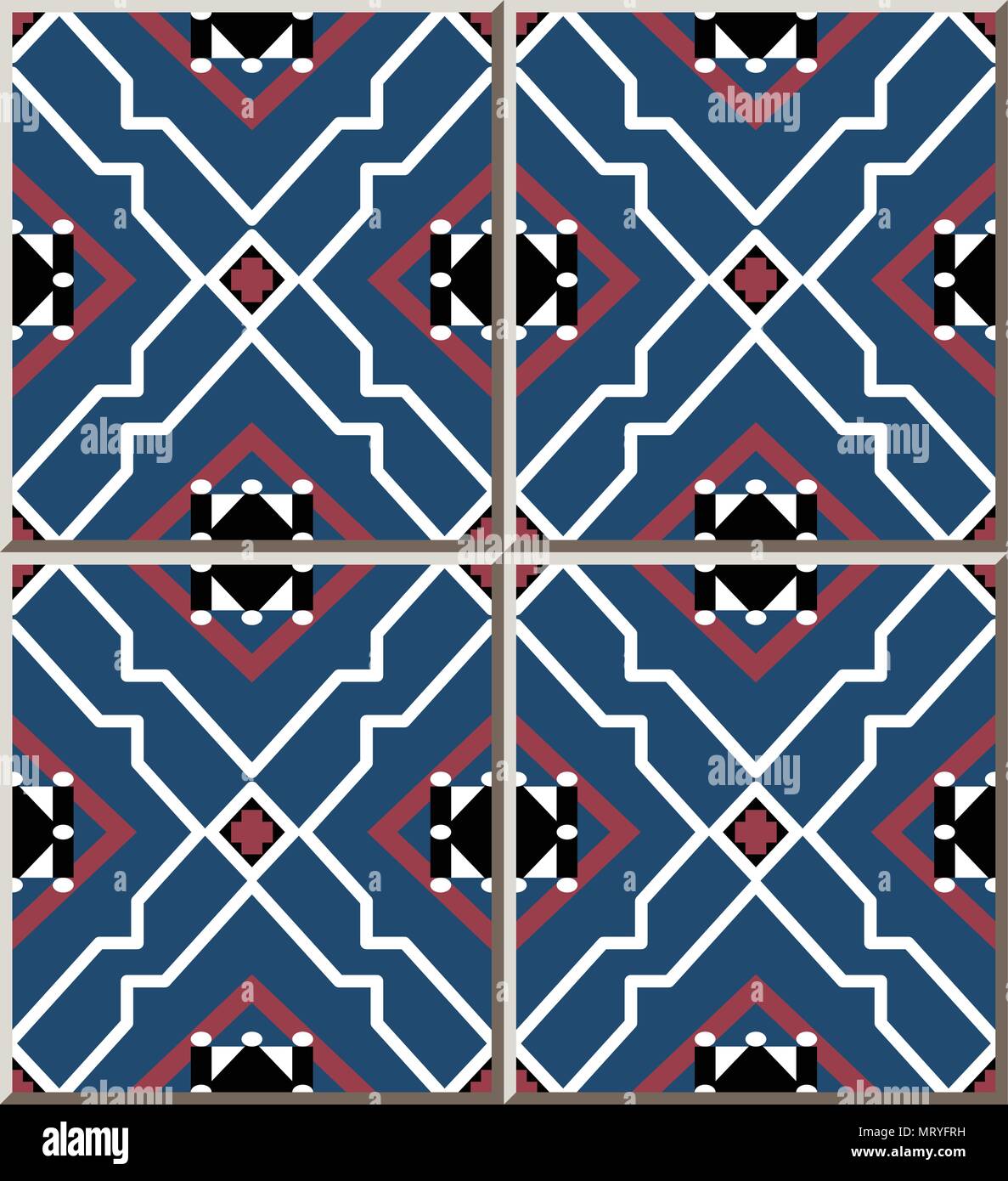 Ceramic tile pattern Star Polygon Geometry Cross Check Frame, oriental ...