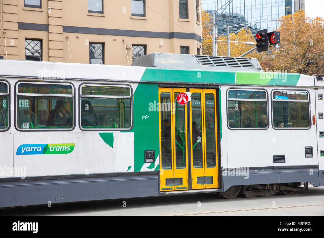 Melbourne public transport tram in the city centre,Victoria,Australia Stock Photo