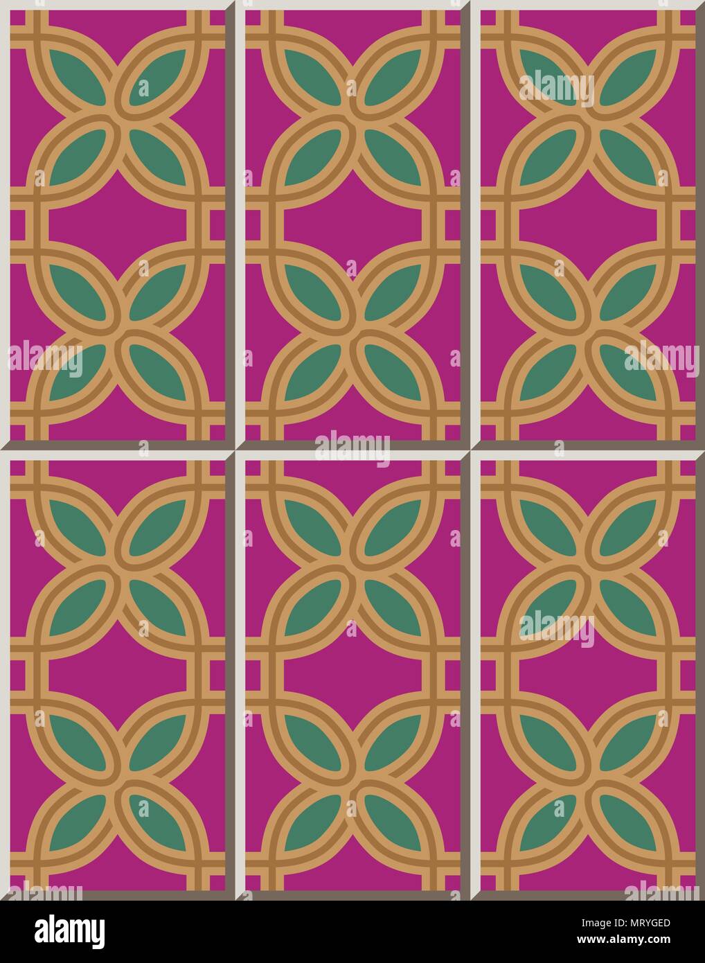 Ceramic Tile Pattern Curve Round Corner Square Cross