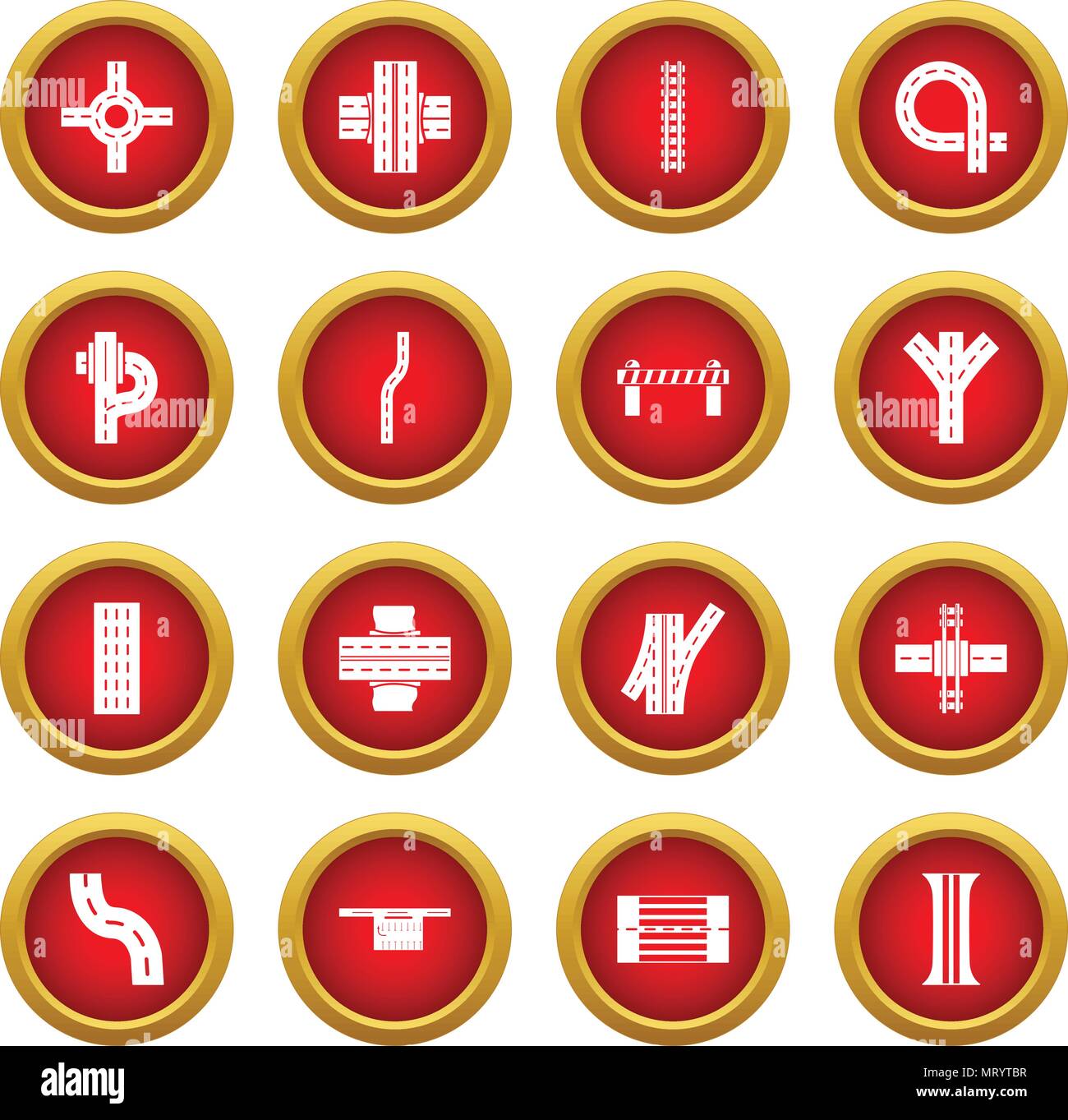 Road parts constructor icons set, simple style Stock Vector