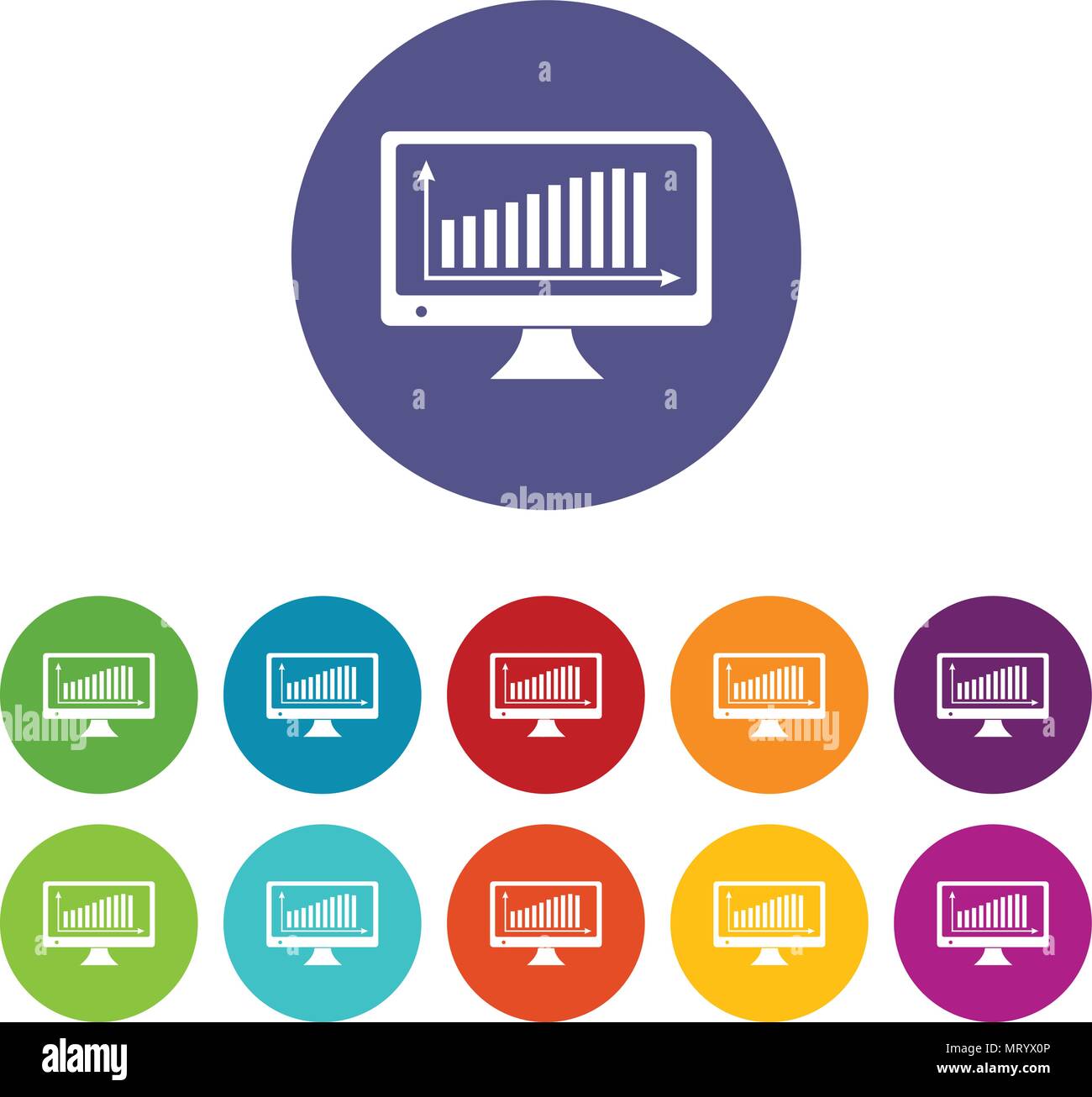 Graph on the monitor icons set vector color Stock Vector Image & Art ...
