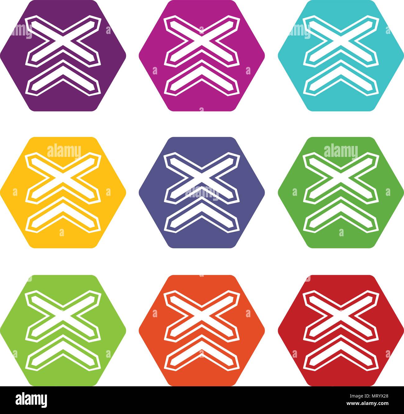 Two line non barrier railways icons set 9 vector Stock Vector