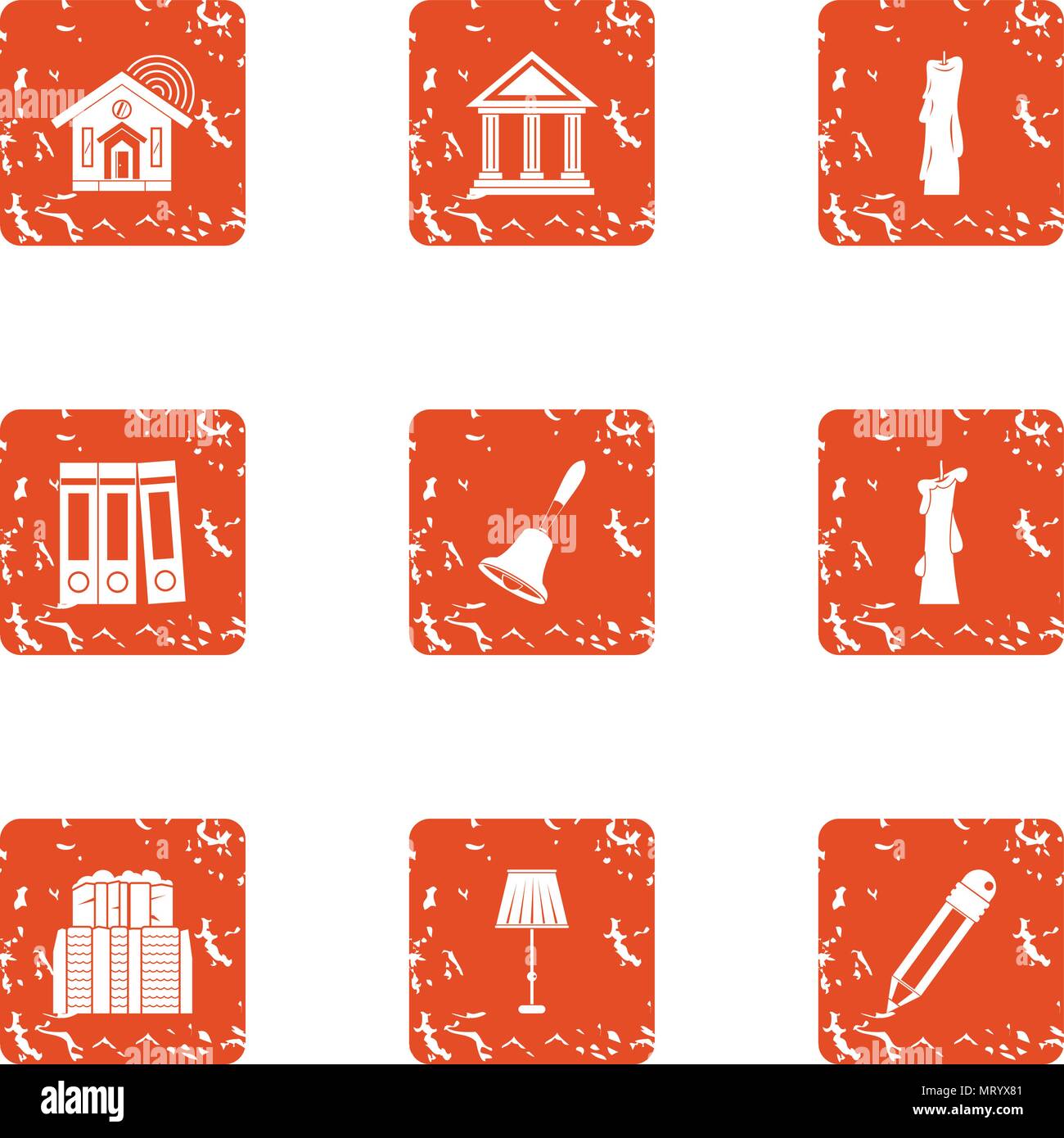 Plan of building icons set, grunge style Stock Vector Image & Art - Alamy