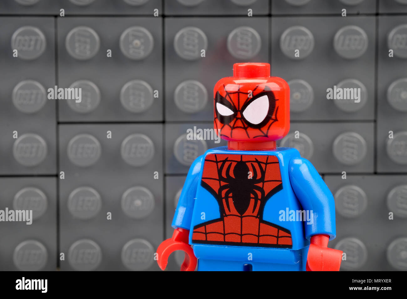 chiang mai, THAILAND - MAY 27, 2018: Lego Marvel super hero spiderman, a  privately held company based in Billund, Denmark Stock Photo - Alamy