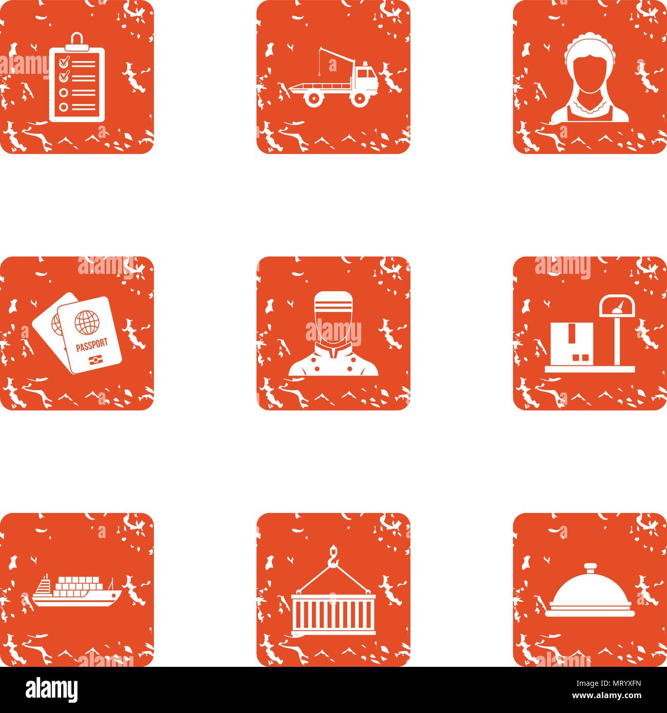 Wayfaring icons set, grunge style Stock Vector