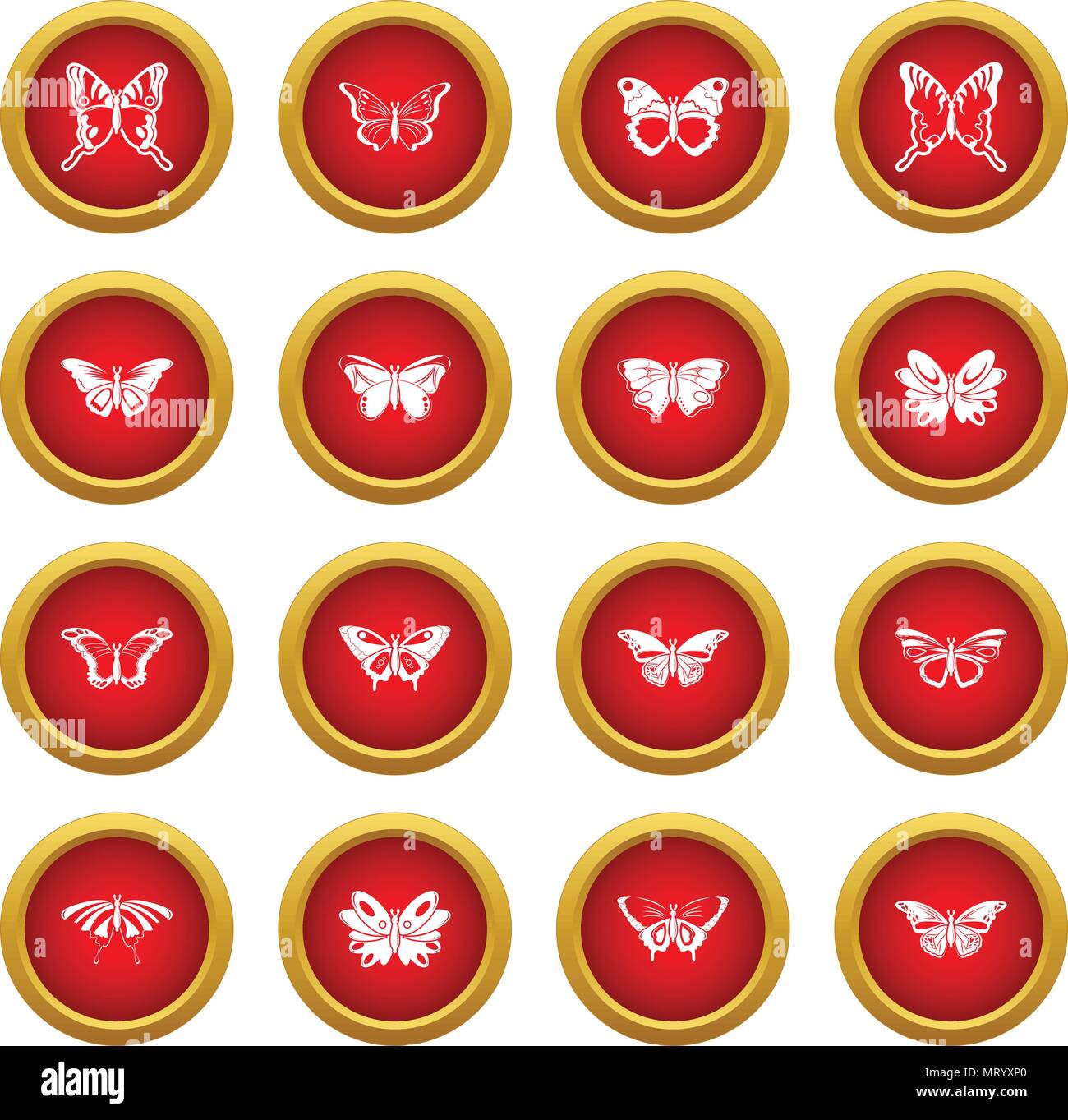 Butterfly collection icons set, simple style Stock Vector Image & Art ...