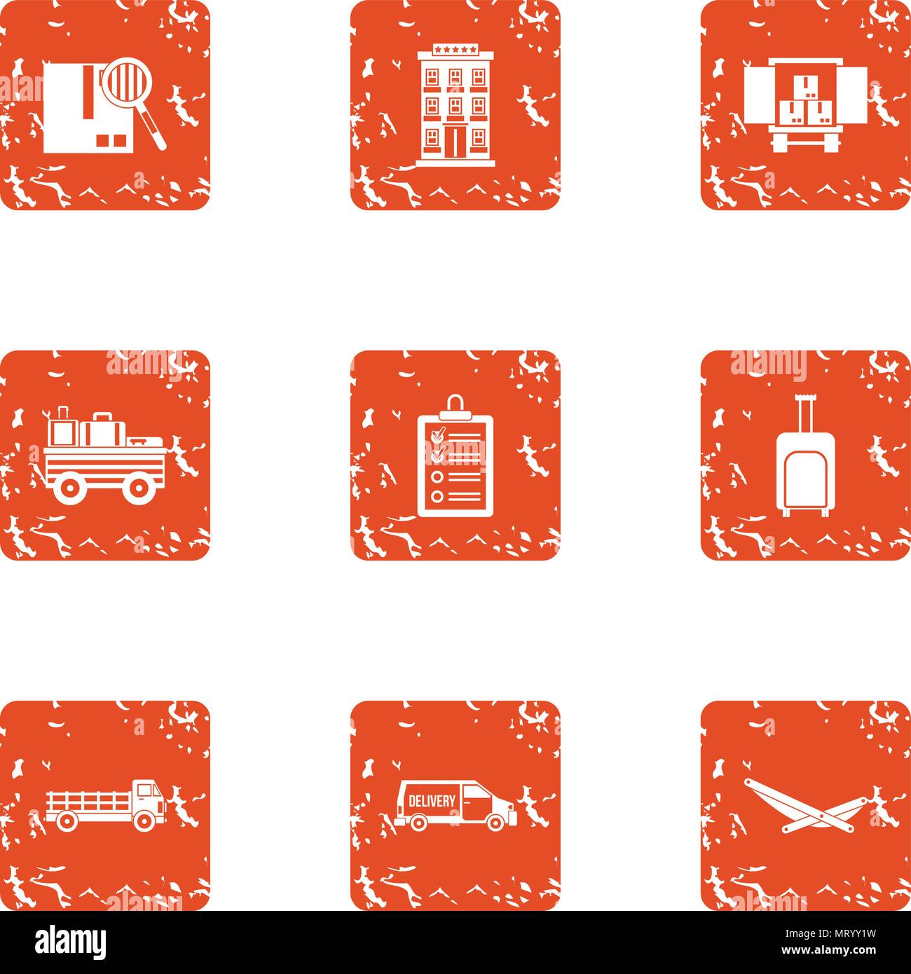 Commode icons set, grunge style Stock Vector