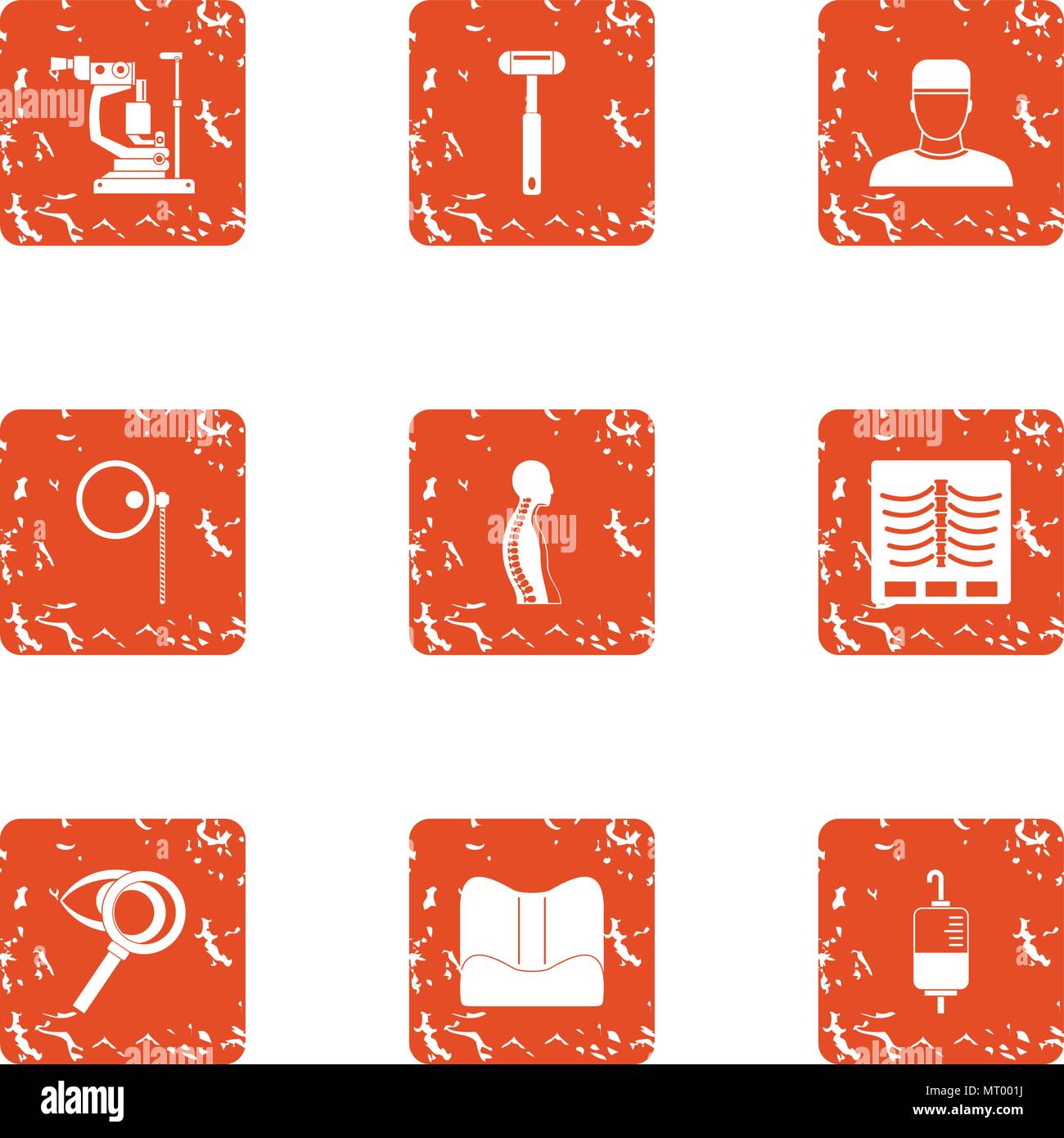 Pharmaceutical icons set, grunge style Stock Vector
