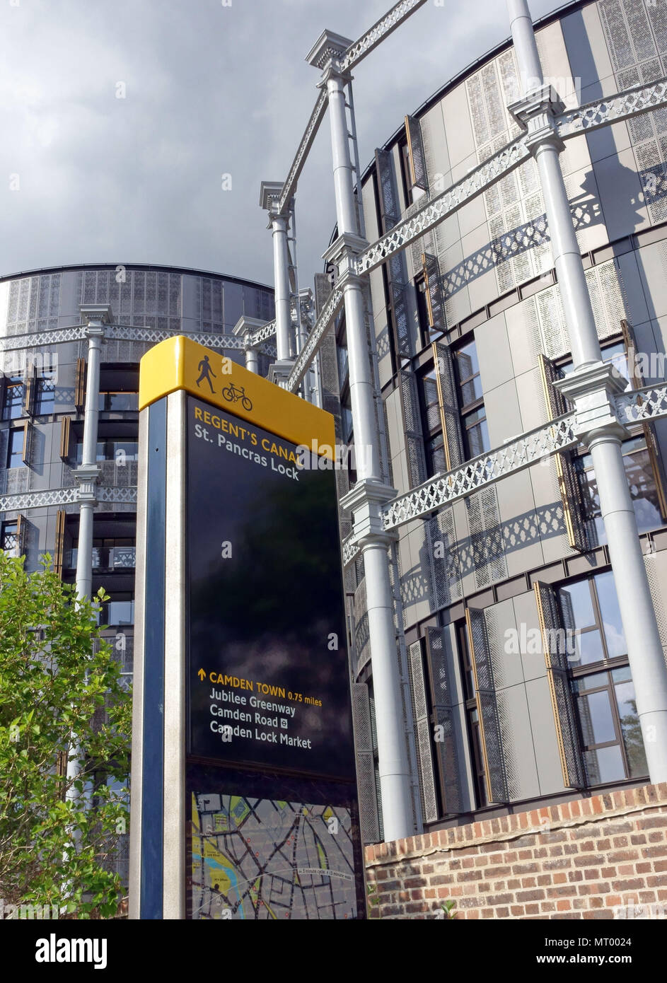 145 flats built inside Victorian gas holder frames, St Pancras Lock