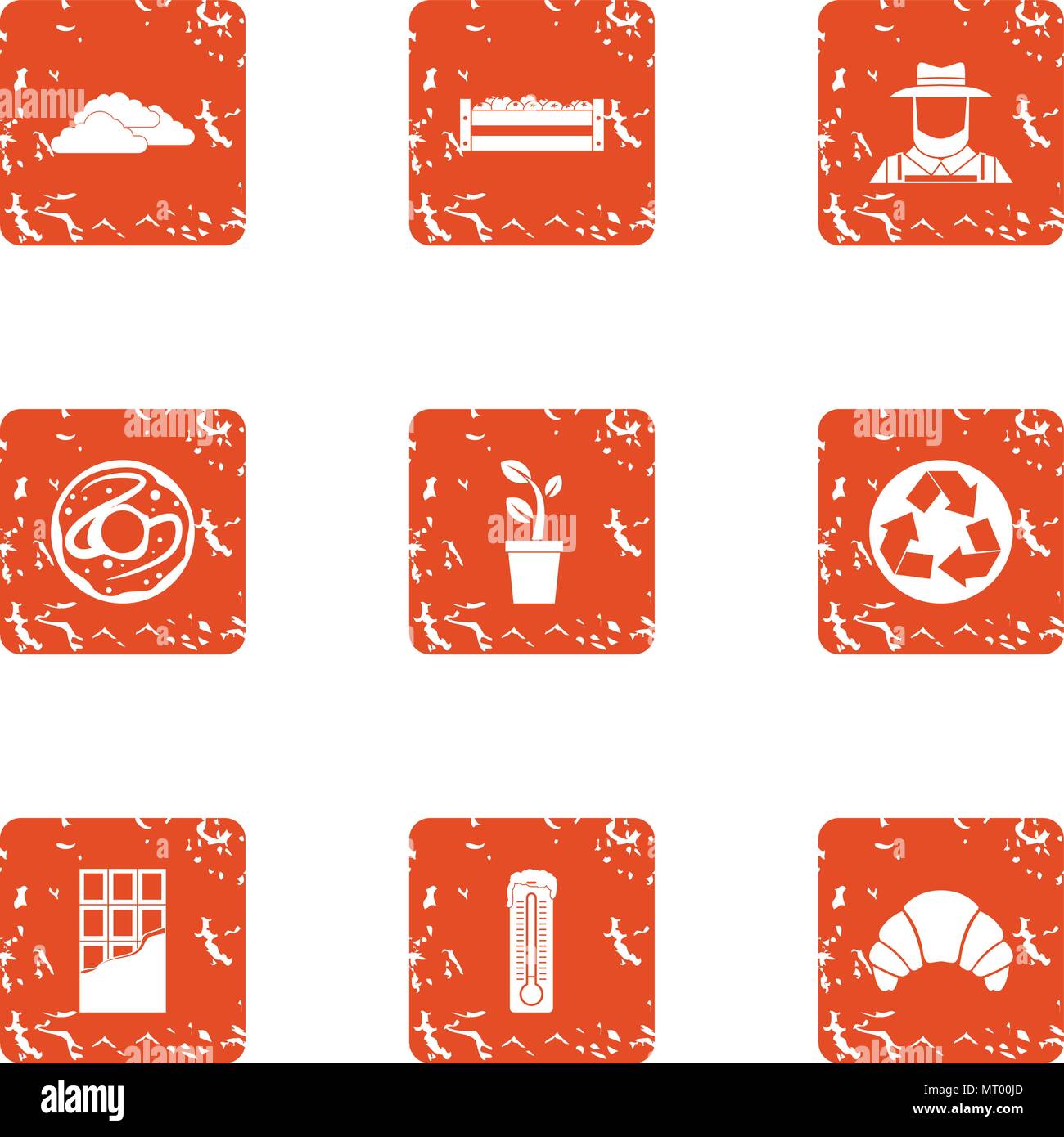 Bionomics icons set, grunge style Stock Vector