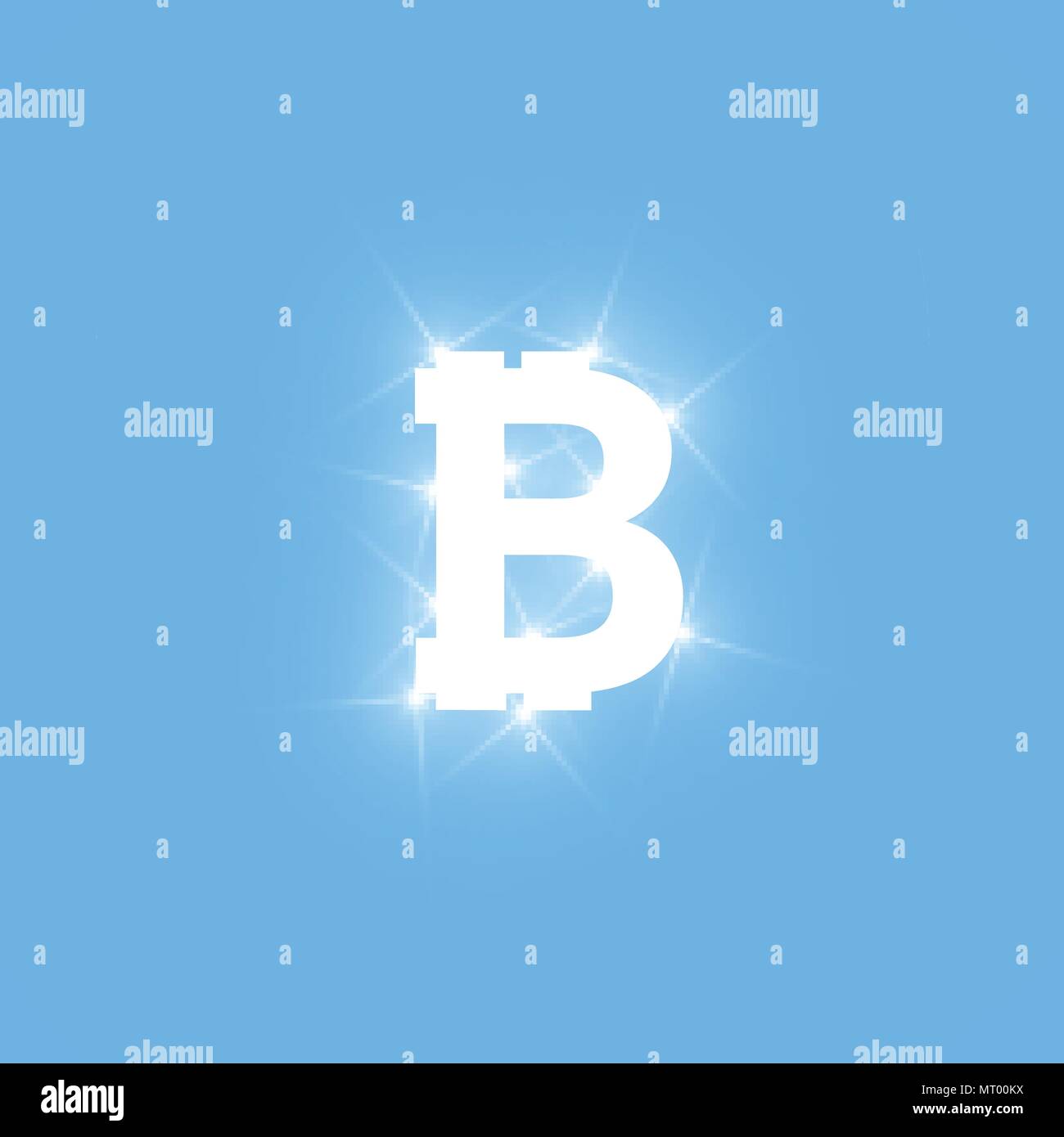 Digital bitcoins symbol with light effect on transparent backgraund. Stock Vector