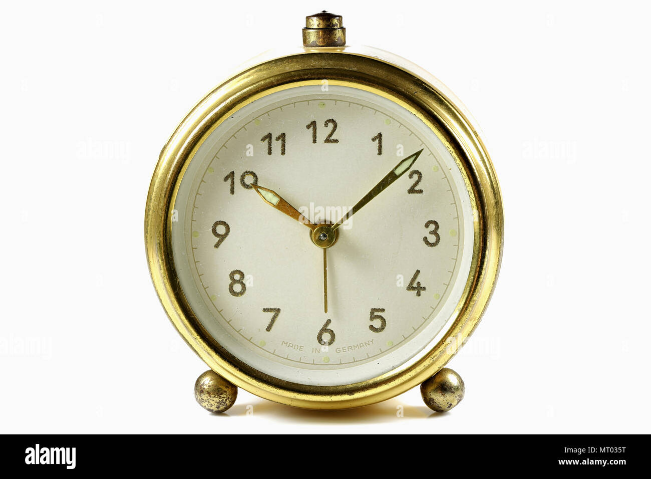 vintage alarm clock isolated on white background Stock Photo