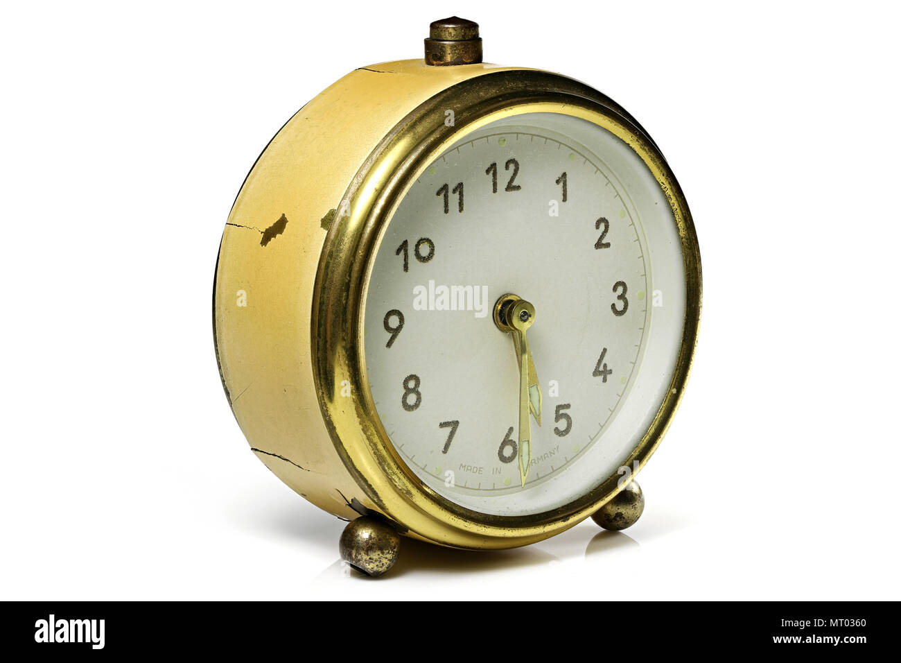 Vintage Alarm Clock Ringing At 5 30 Isolated On White Background Stock Photo Alamy