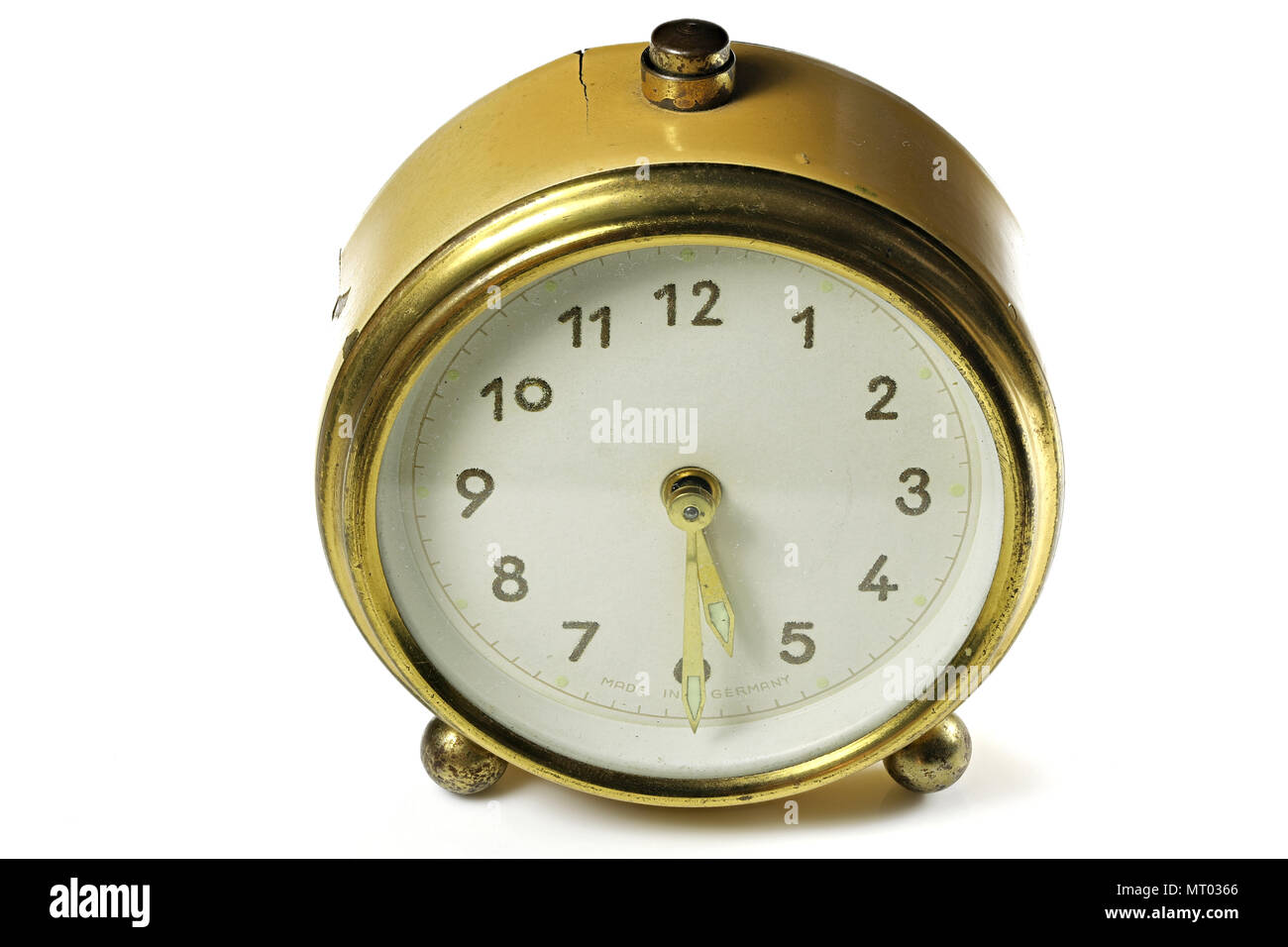 Vintage Alarm Clock Ringing At 5 30 Isolated On White Background Stock Photo Alamy