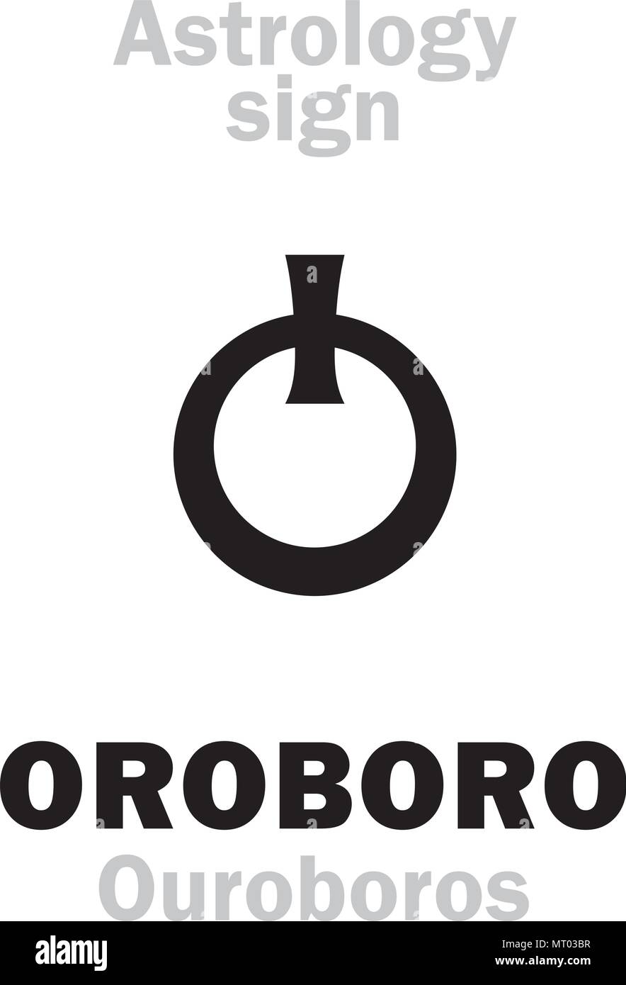 Astrology Alphabet: OROBORO (Ouroboros), Serpent devouring its own tail. Hieroglyphics character sign (single symbol). Stock Vector