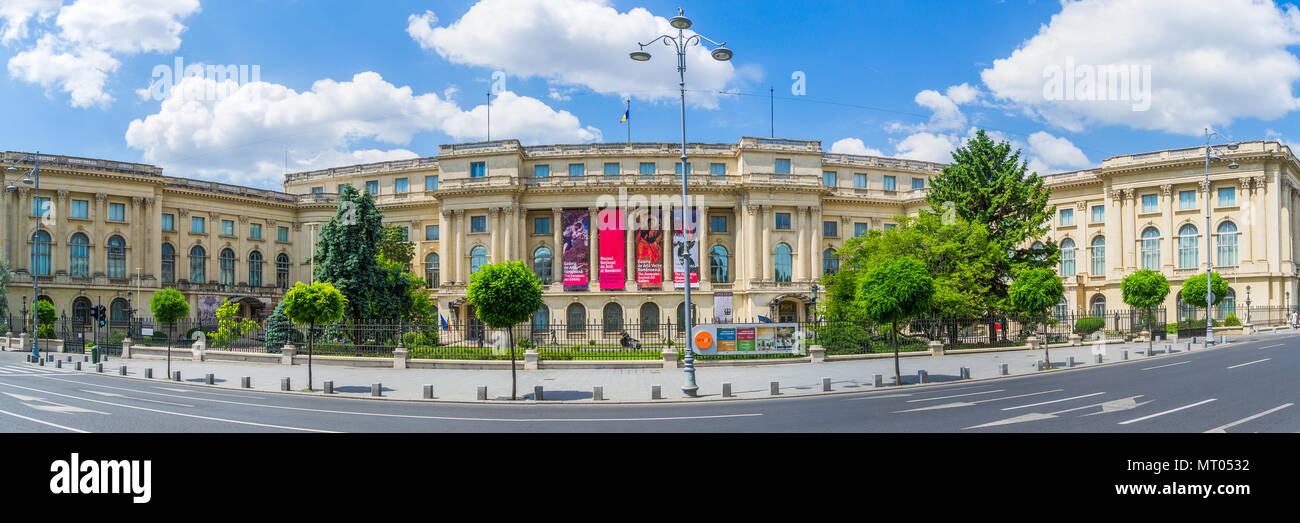 Burcharest, Romania - May 26, 2018: Panorama of National Museum of Art of Romania at a sunny summer day Stock Photo