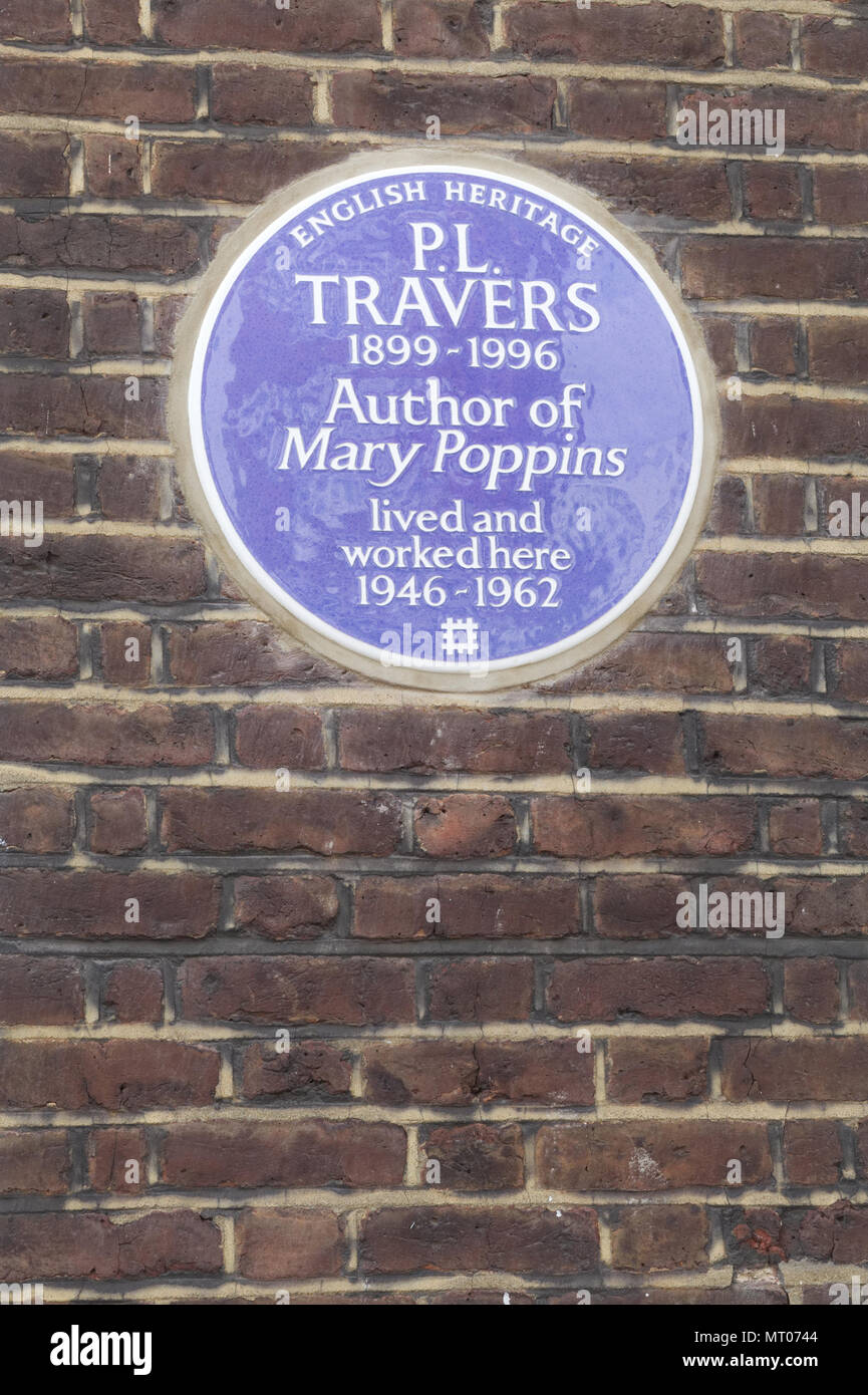 P L Travers plaque, on a bricked wall Stock Photo