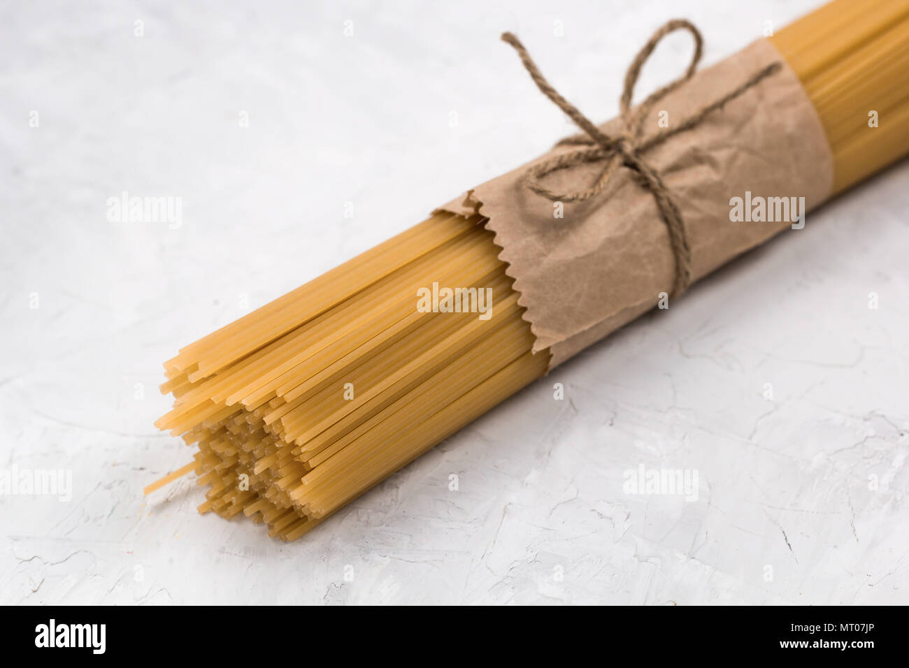 a package of pasta on the table Stock Photo