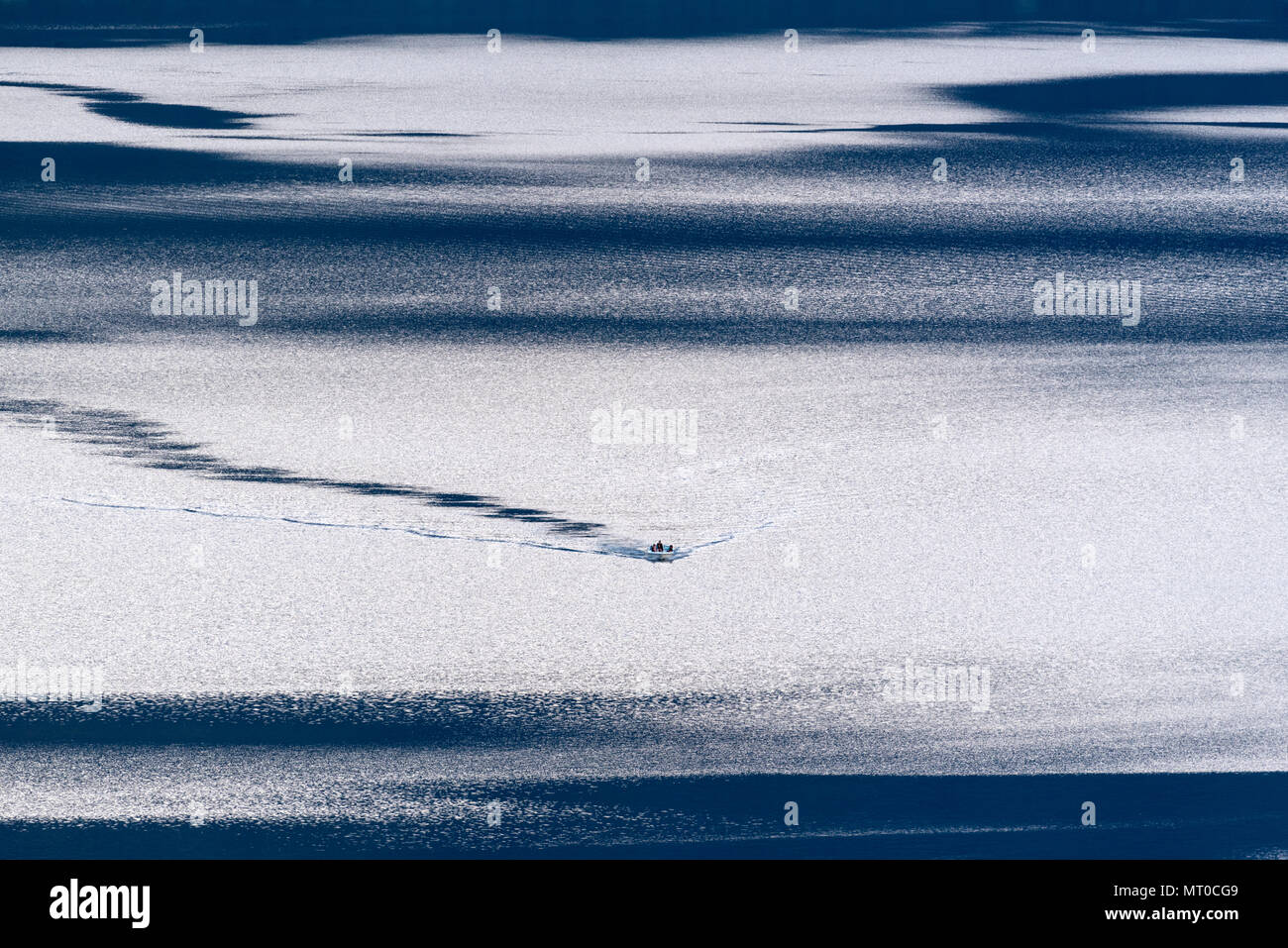 Motor boat on Wallowa Lake, Oregon Stock Photo Alamy