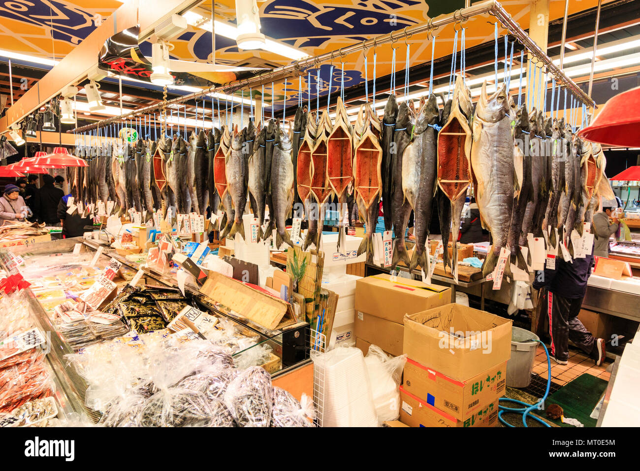 Indoor Omicho Ichiba, Omicho fresh food Market in Kanazawa, Japan