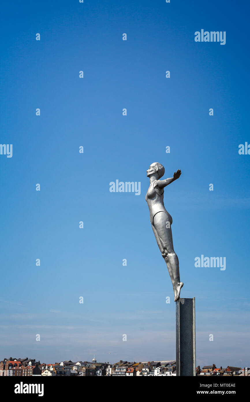 Scarborough bathing belle statue taken in Scarborough, Yorkshire, UK on