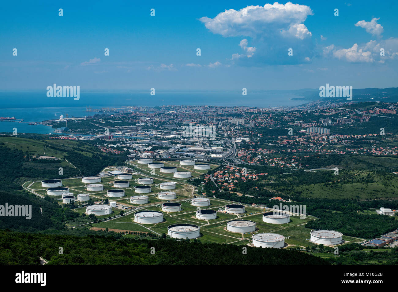 Oil tanks Trieste, Italy, part of the Trieste crude oil terminal and