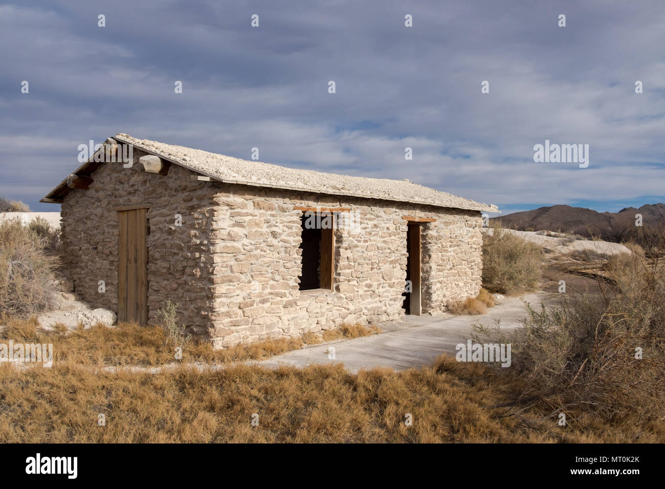 Jack's Stone Cabin in Ash Meadows National Wildlife Refuge, Nye County, Nevada, USA. Stock Photo