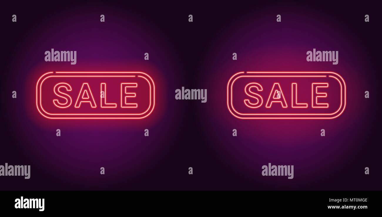 Neon banner of red Sale badge. Vector illustration of red Neon Sale