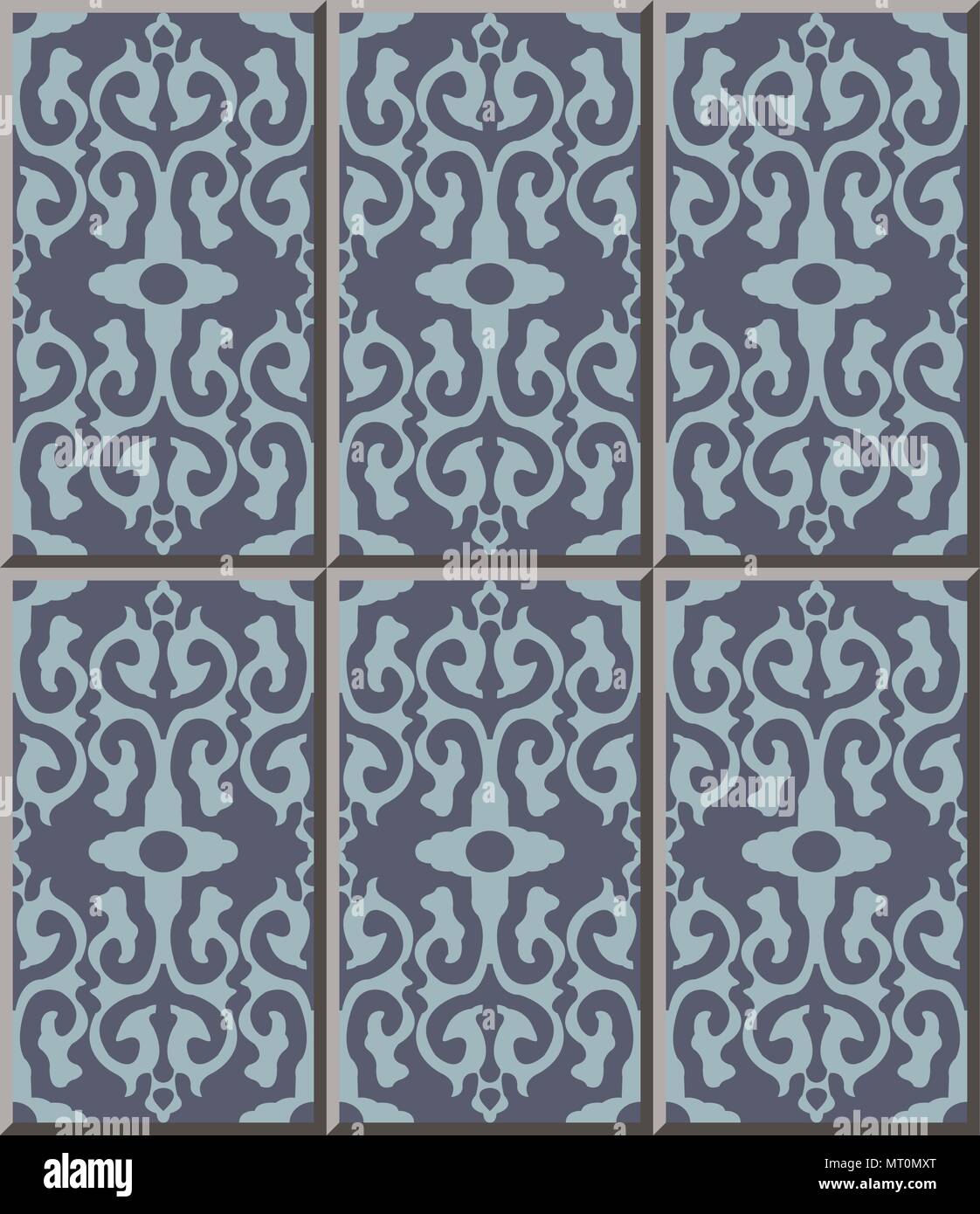 Ceramic tile pattern curve cross retro crest frame, oriental interior ...