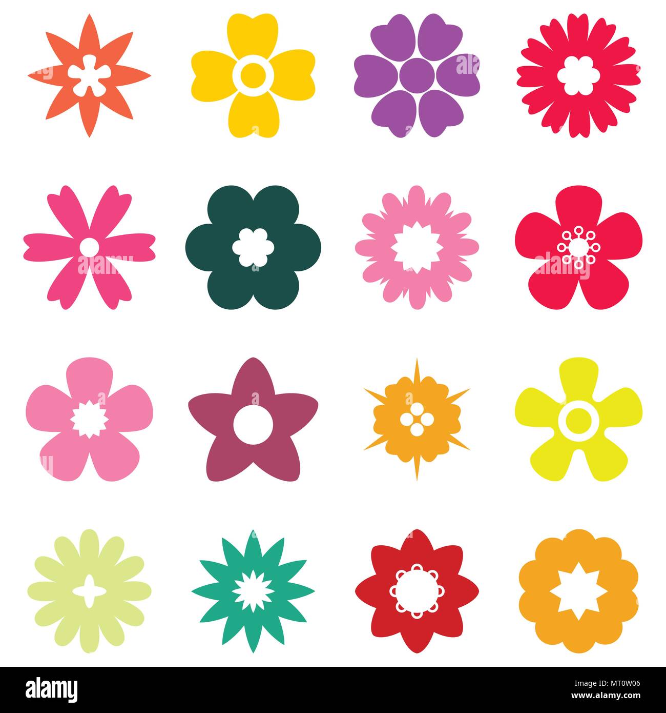 flat color flower set Stock Vector Image & Art - Alamy