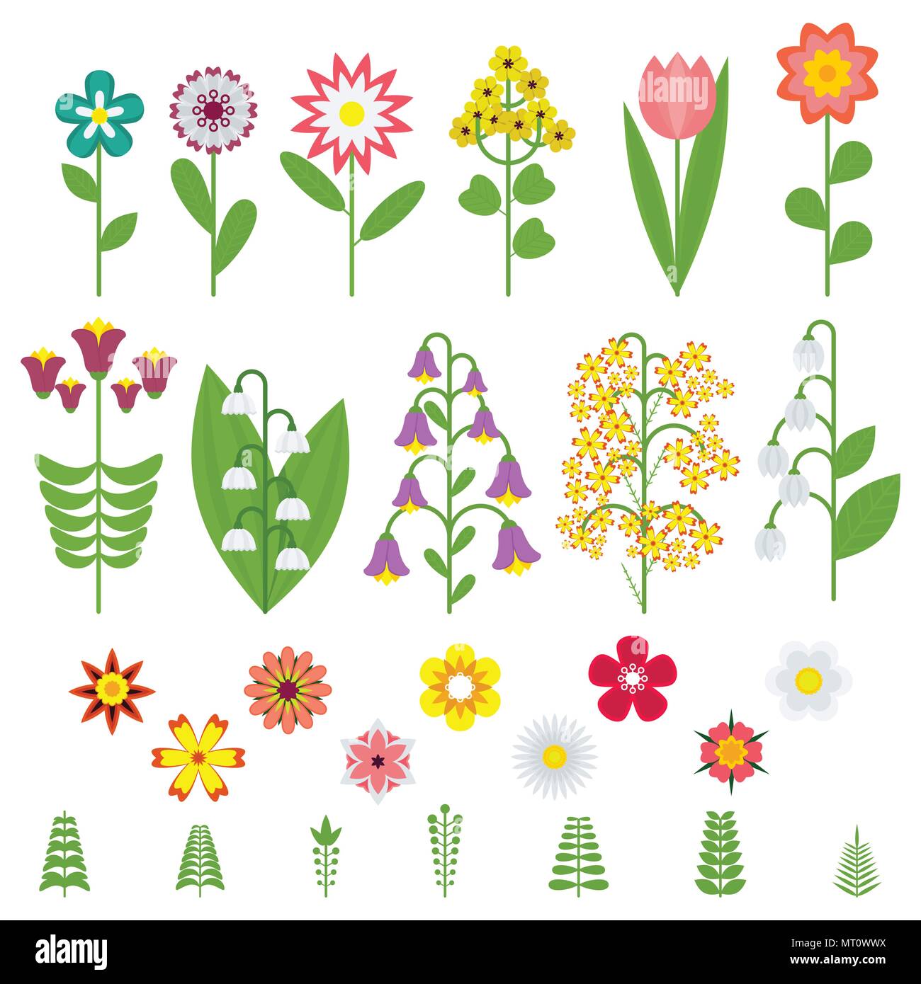 flat color flower set Stock Vector Image & Art - Alamy