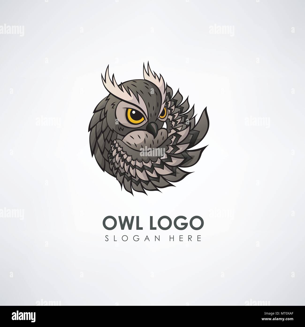Owl concept logo template. Label for company or organization. Vector illustration Stock Vector