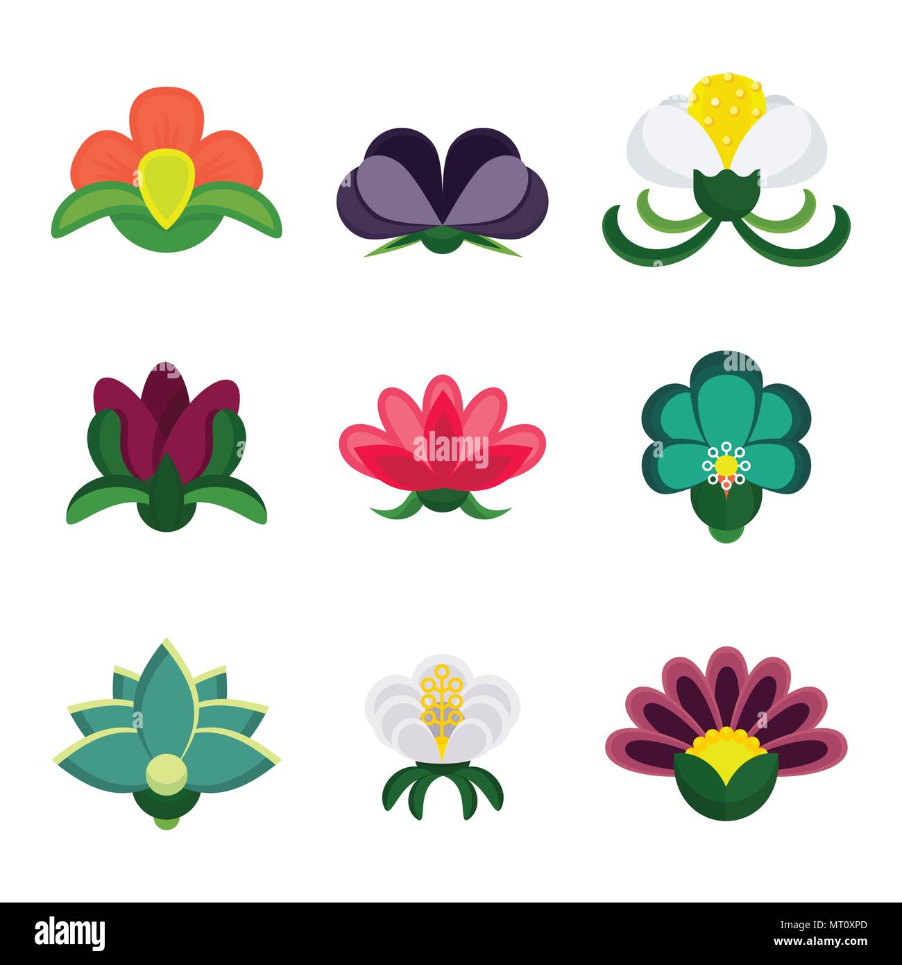 Flower flat color vector icon. Objects isolated on a white background ...
