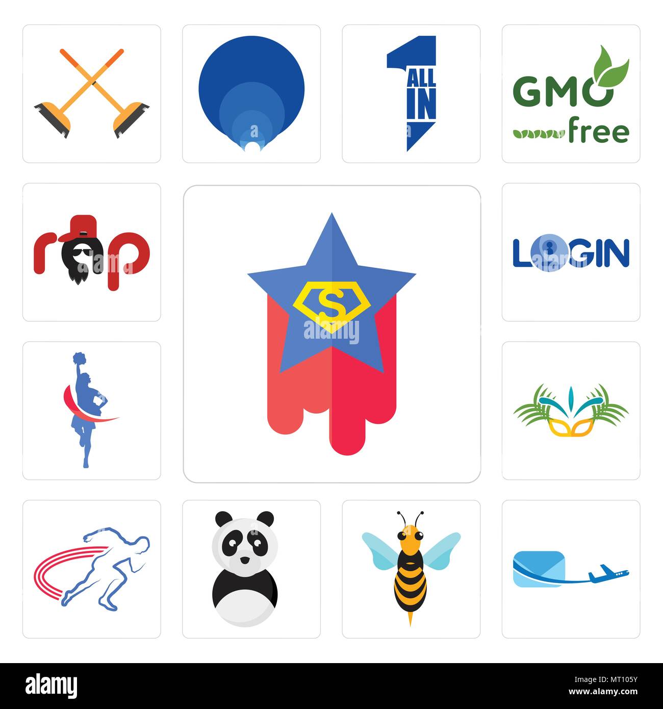 Set Of 13 simple editable icons such as superstar, air mail, hornet, panda  mascot, track and field, carnaval, cheerleader, login, rap can be used for  Stock Vector Image & Art - Alamy