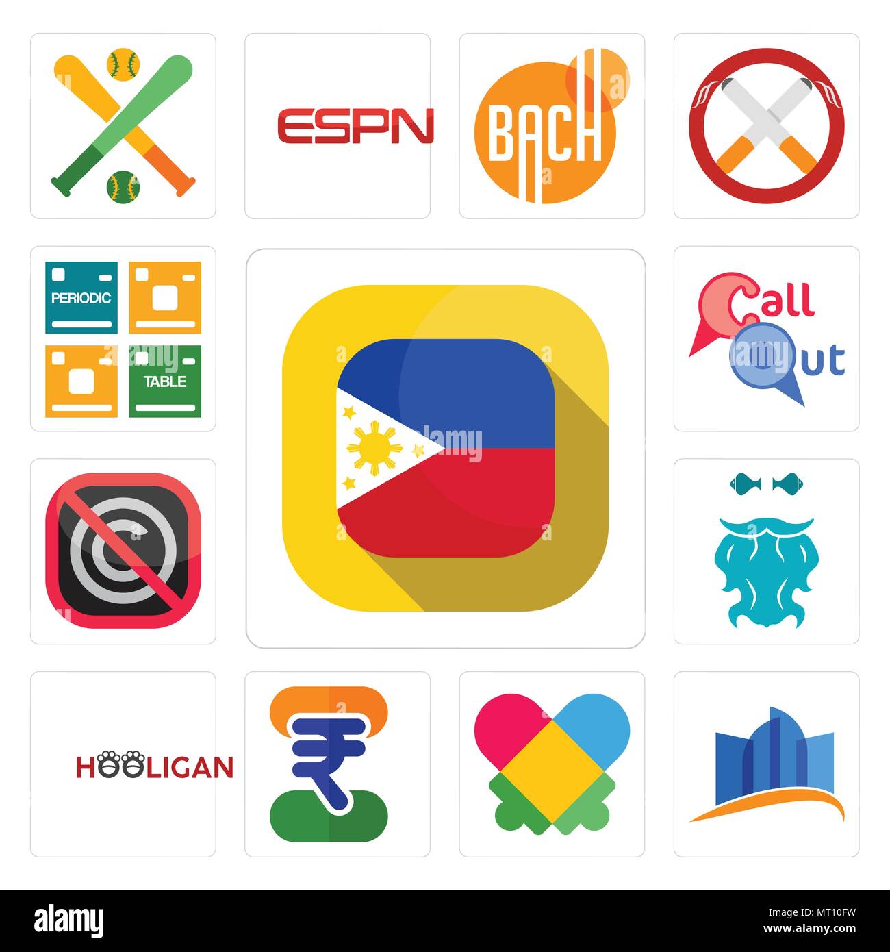 Set Of 13 simple editable icons such as philippine flag, constraction ...