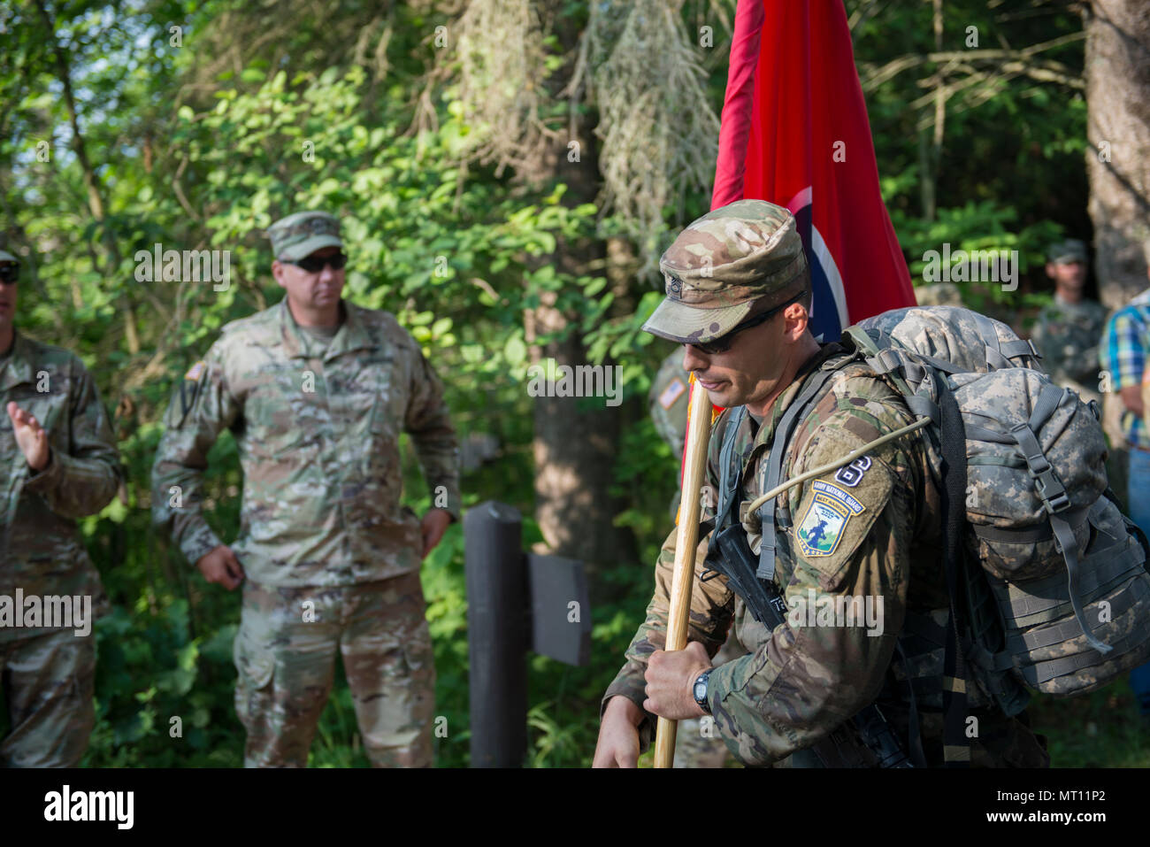 Staff Sgt. Dustin Rottero a recruiter with Tennessee Army National Guard Recruiting and Retention Battalion Tennessee National Guard finishes second in the 13.1 mile ruck march through Itasca State Pa...