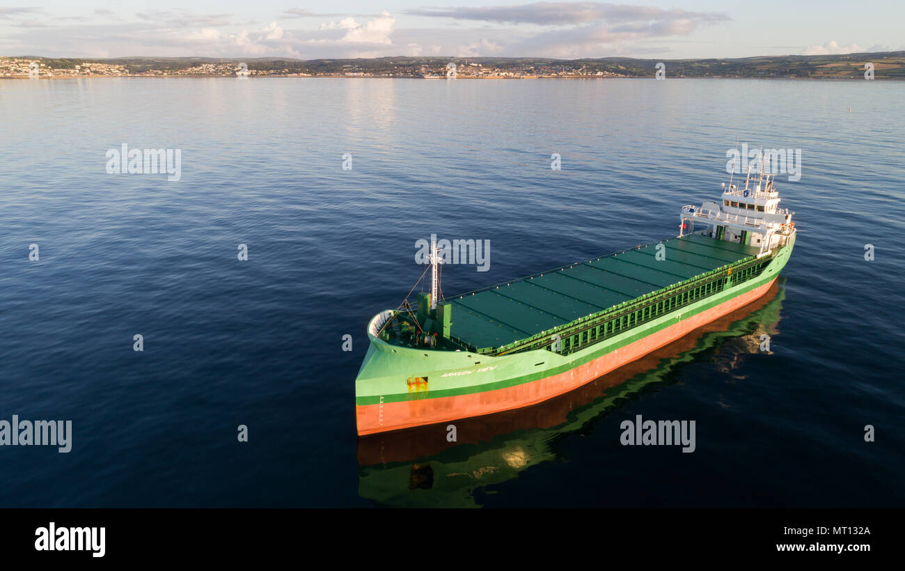 The Arklow View cargo ship off the coast of Cornwall, England, UK Stock Photo